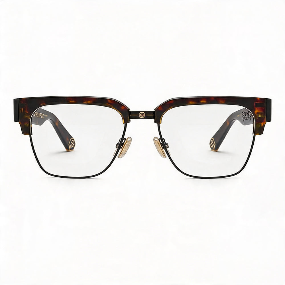 Philipp Plein Vpp113m Men's Matt Black Optical Eyeglasses with Plastic Lenses and a 53mm Lens Width