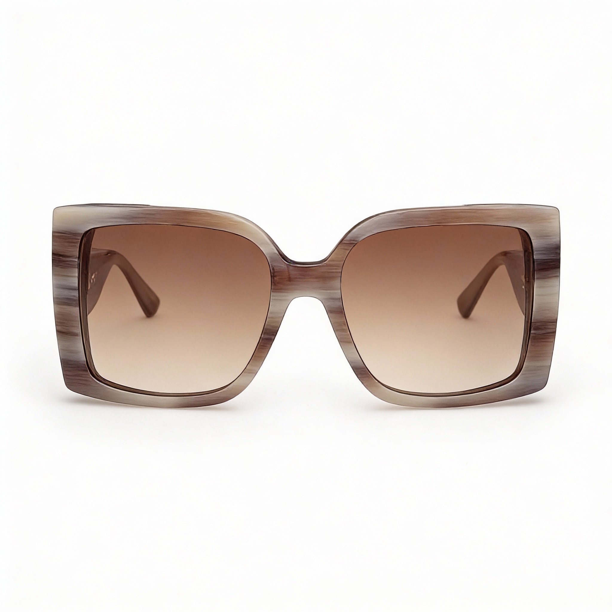 Gafas de sol MaxMara Mm0131 para mujer, de acetato, con rayas grises, protección UV 400, lentes marrones degradadas, 56 mm, Photo 2