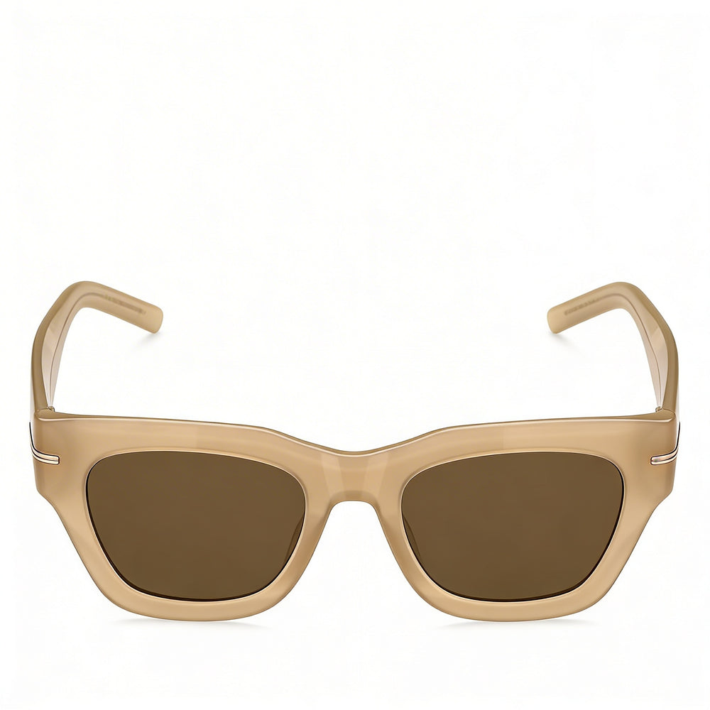 Hugo Boss Contemporary Women's Acetate Frame Polycarbonate Lens UV Protection Sunglasses, Beige, 51mm