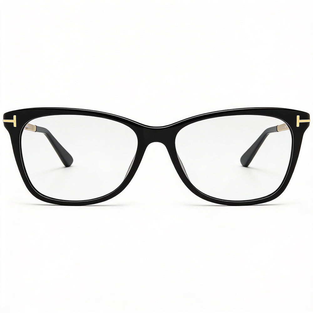 Gafas Tom Ford Modern de montura completa de acetato y metal para mujer, color negro, oro rosa cepillado 52-15