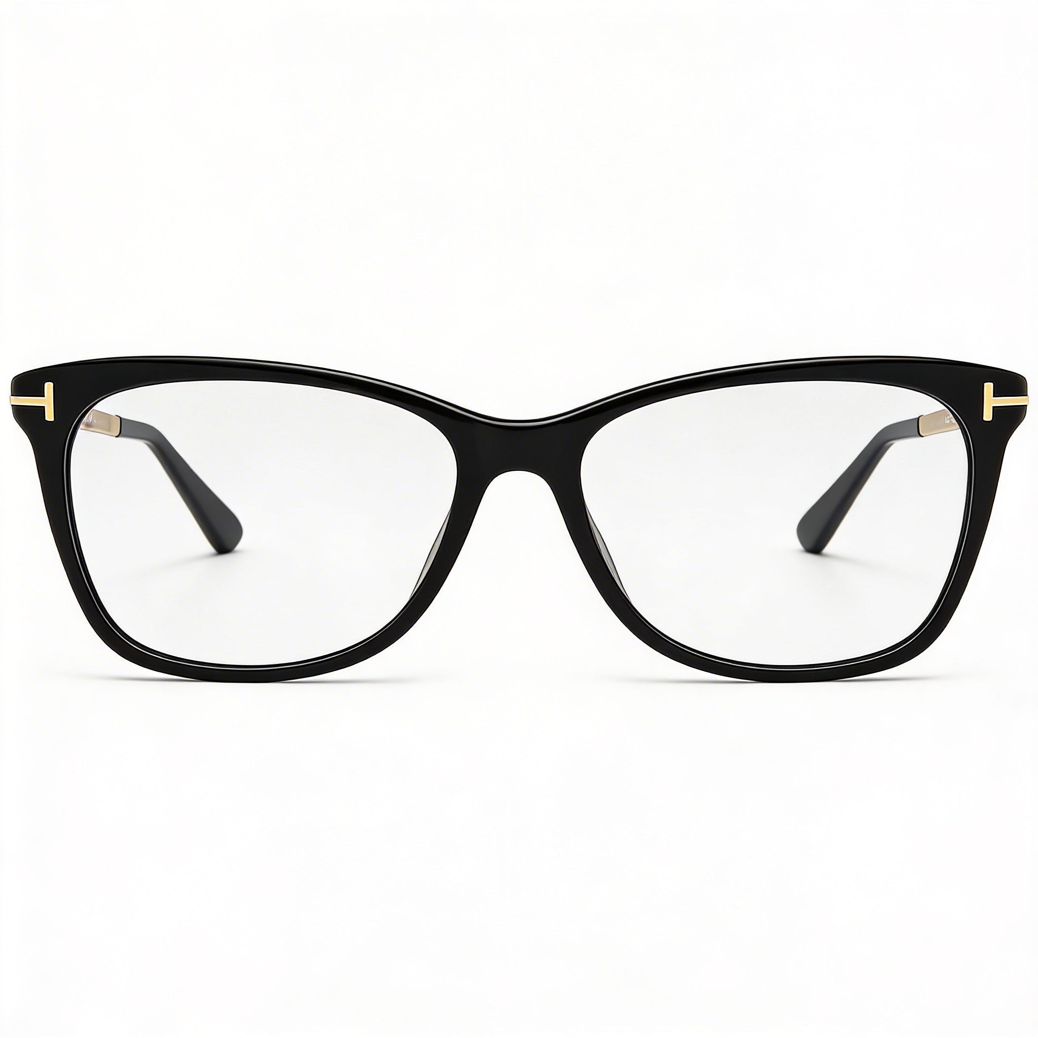 Tom Ford Modern Women's Full Rim Acetate and Metal Frame Eyeglasses Black, Brushed Rose Gold 52-15, Photo 1