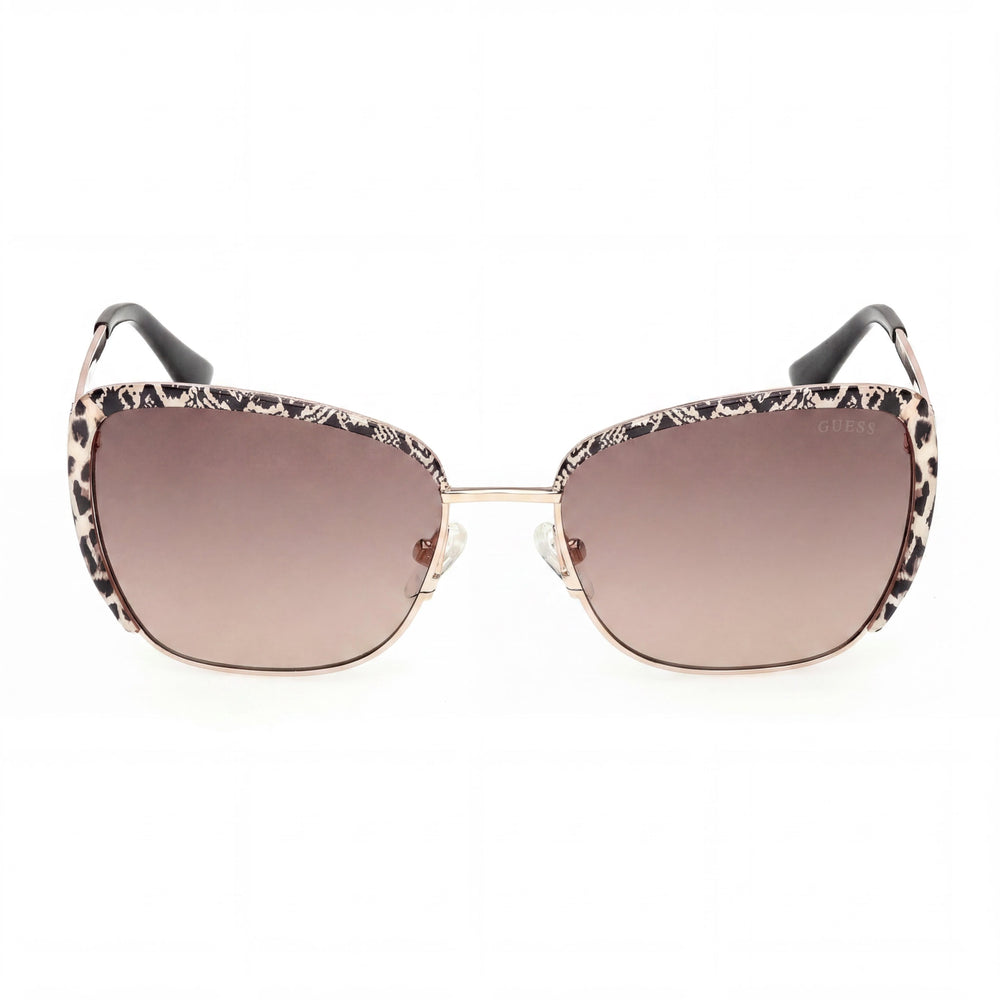 GUESS GU00218 Casual Unisex Shiny Rose Gold Metal Non-Polarized Sunglasses 57mm