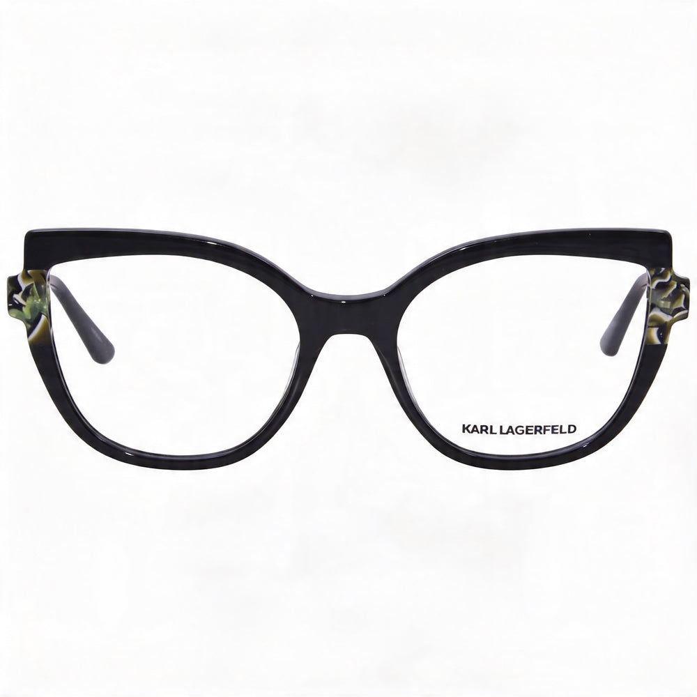 KARL LAGERFELD Modern Unisex Acetate Frame, Polycarbonate Lenses Black/Marble Sunglasses 54mm