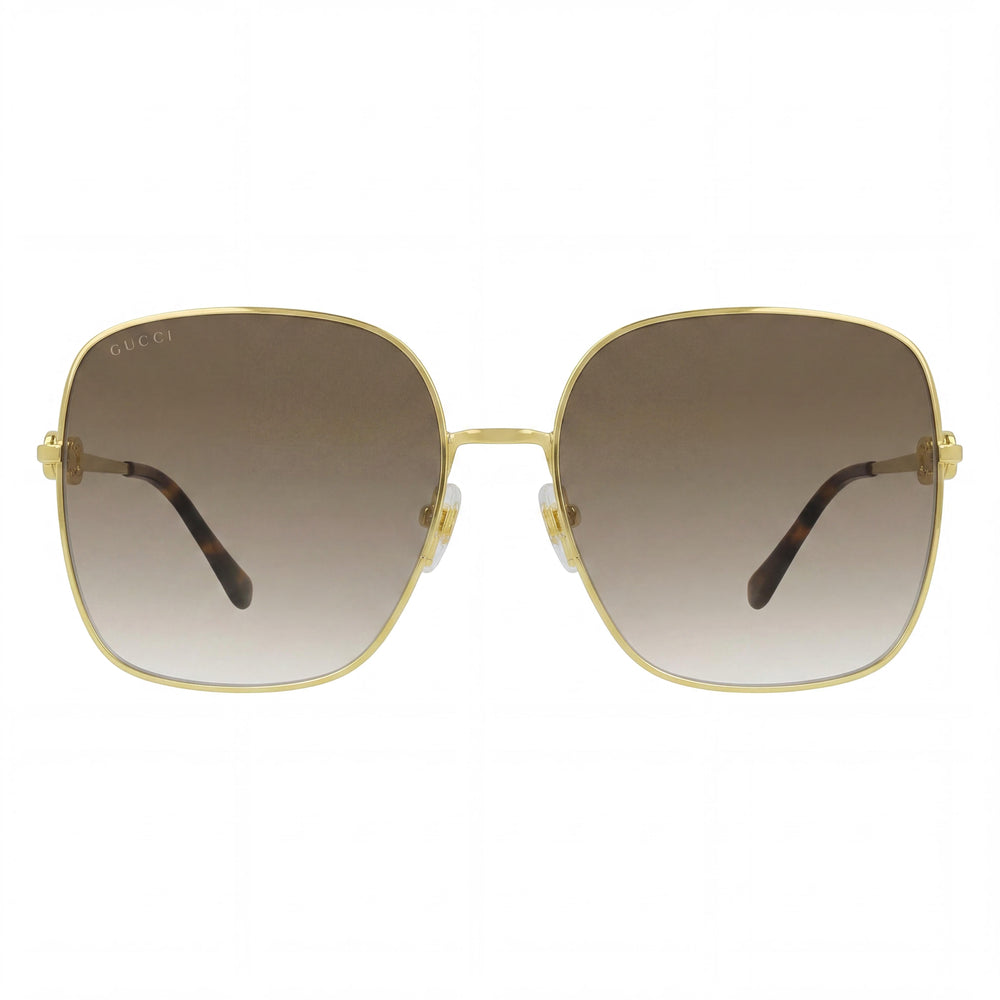 Gucci Gg0879s Women's Gold Brown Acetate Square Brown Gradient UV Protection Sunglasses Lens 61mm Bridge 18mm