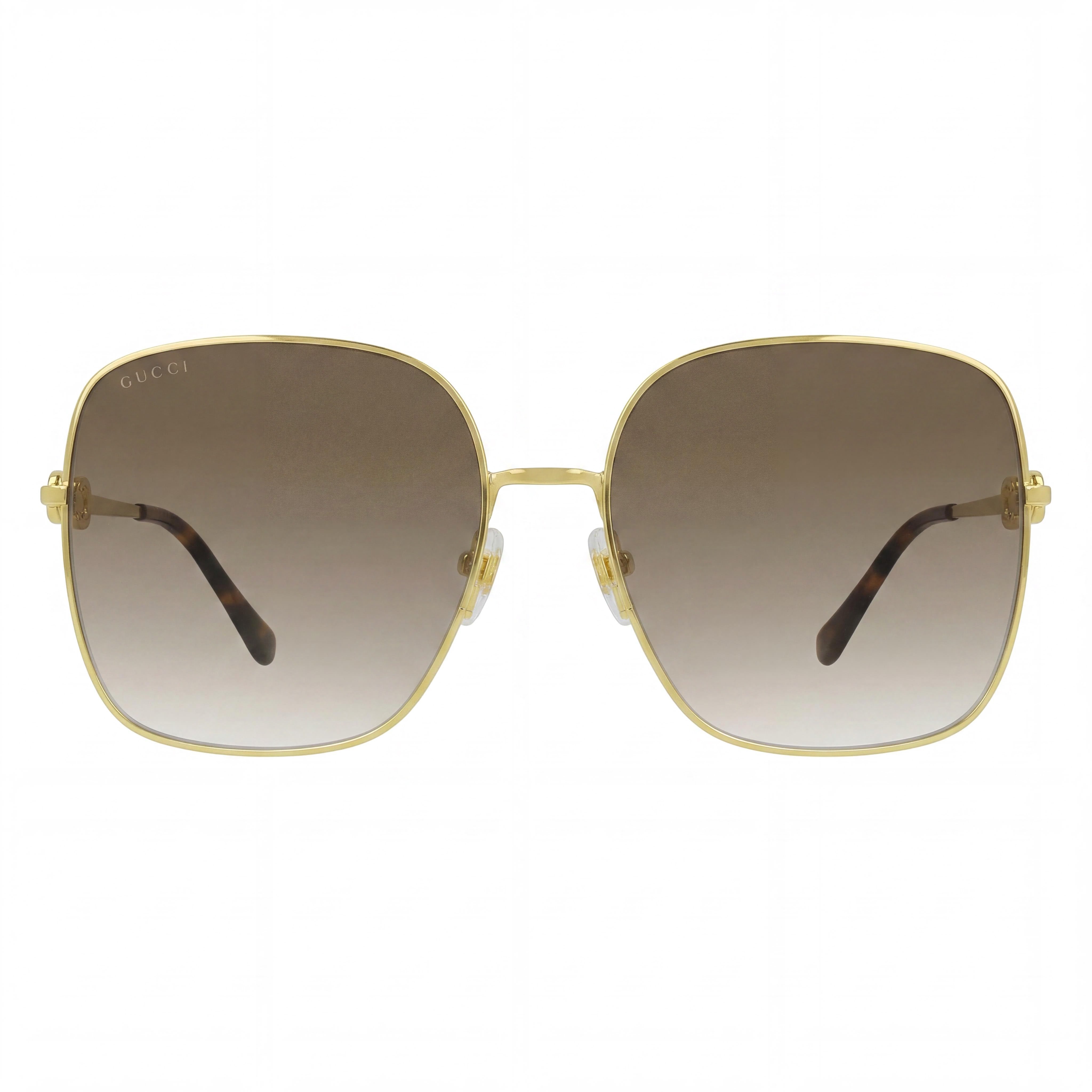 Gucci Gg0879s Women's Gold Brown Acetate Square Brown Gradient UV Protection Sunglasses Lens 61mm Bridge 18mm, Photo 2