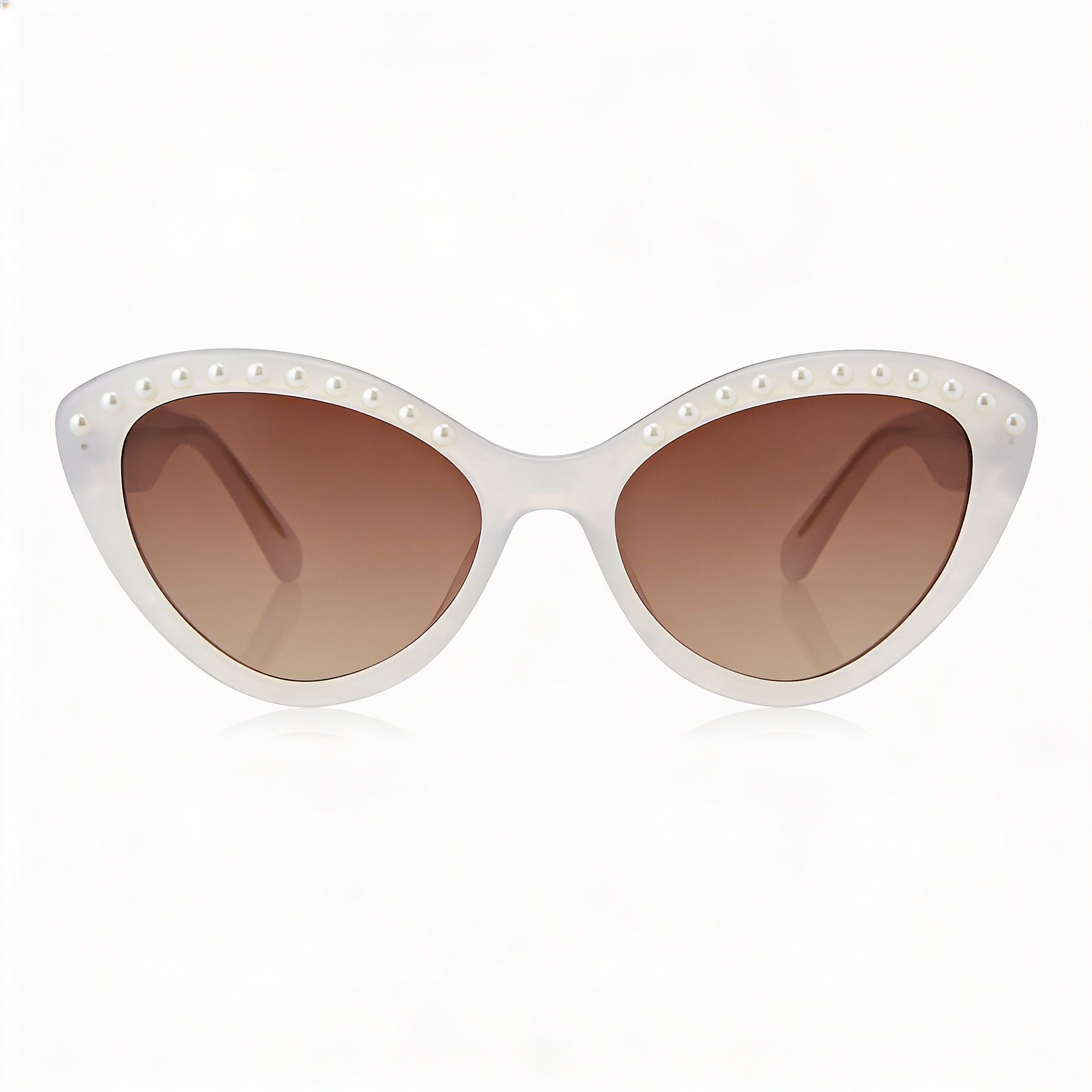 Kate Spade New York JUNI/G/S PEARL Women's White Brown Acetate Sunglasses, Brown Shaded, UV Protected, 55mm, Photo 2