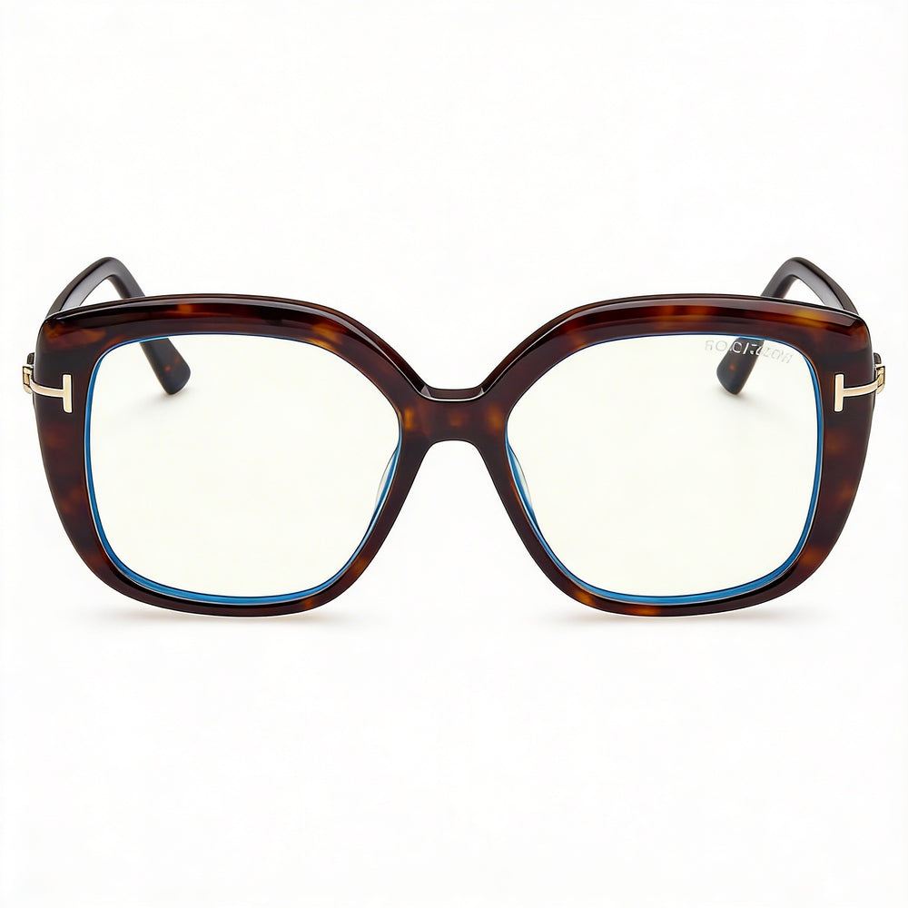 Tom Ford Classic Unisex Blue Filter Plastic Dark Havana Frame with Black Lenses, 53mm Lens, 16mm Bridge, 140mm Temple