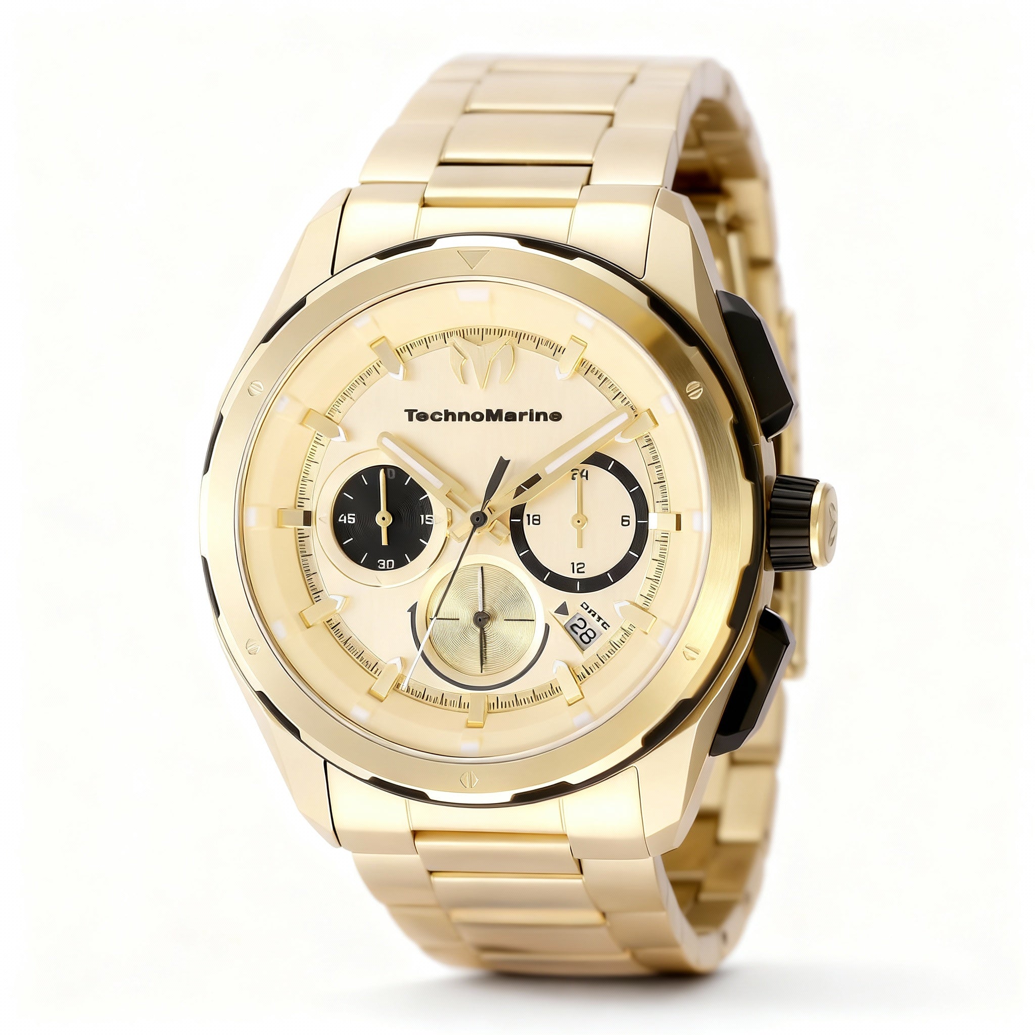TechnoMarine OCEAN - NOMAD TM-318094 Unisex Gold Dial Stainless Steel Chronograph Quartz 43mm Watch