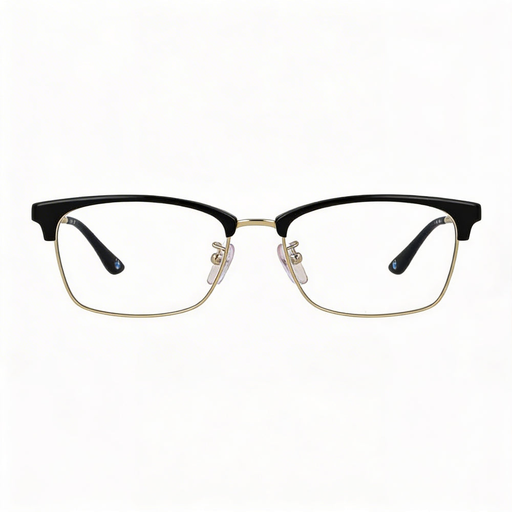 Gafas BMW de hombre 5074 negras de titanio estilo "browline" con lentes de demostración transparentes, aptas para prescripción, 54-17-145mm