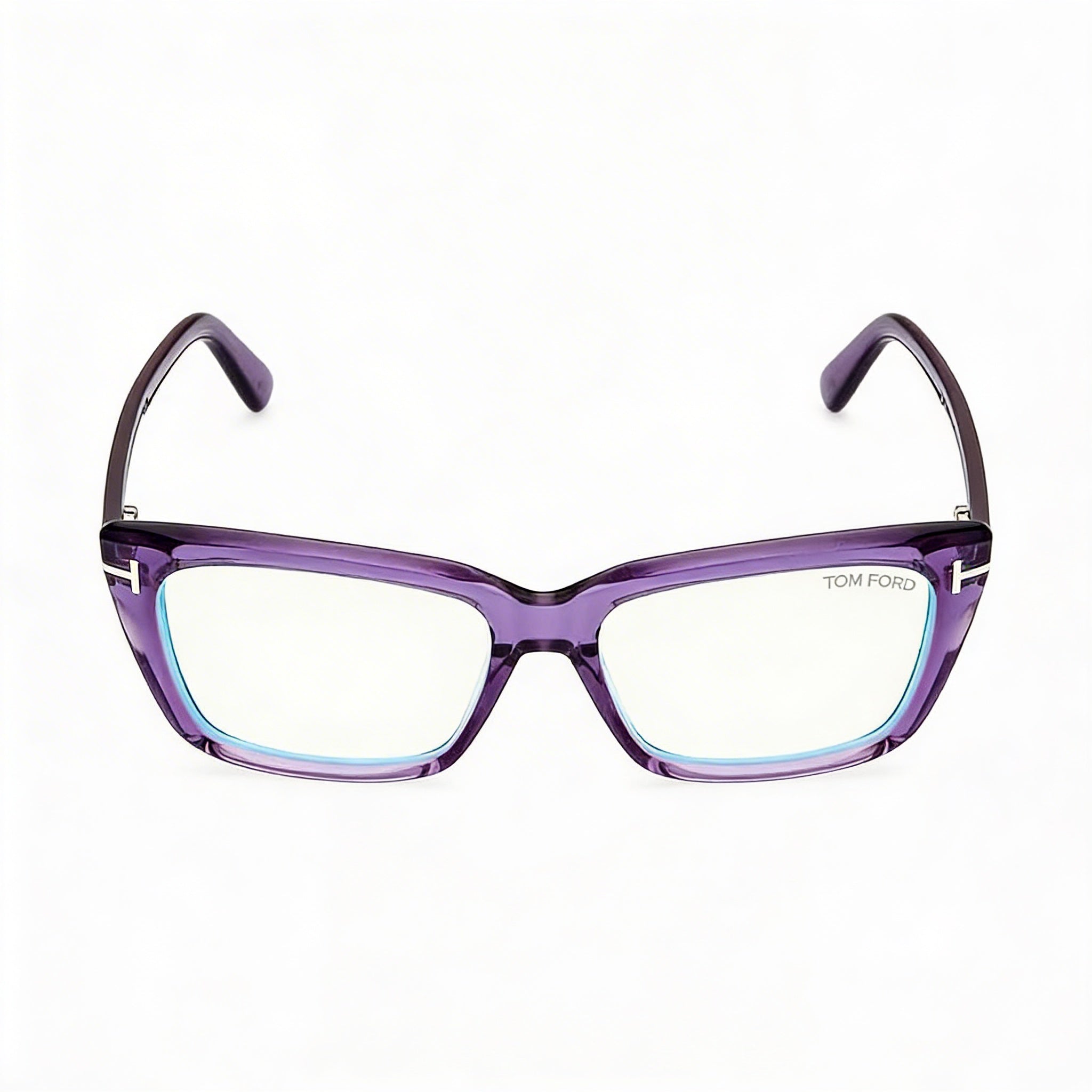 Tom Ford Women's Cat Eye Acetate Eyeglasses, Transparent Violet Frame, 54mm, Clear Demo Lenses, Prescription Ready, Photo 2