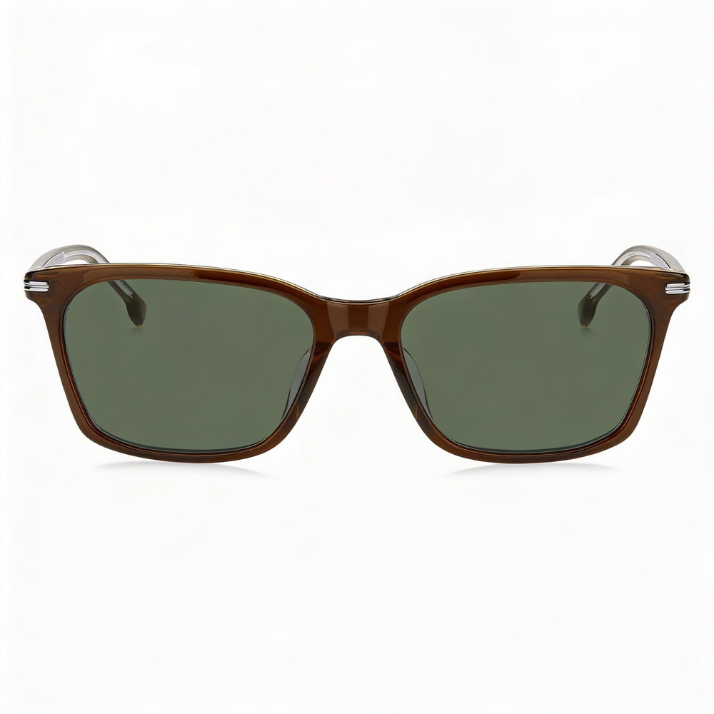 Gafas de Sol para Hombre Hugo Boss de Acetato Ecológico, Montura Marrón, Lentes Verdes, Protección UV del 100%, 56mm
