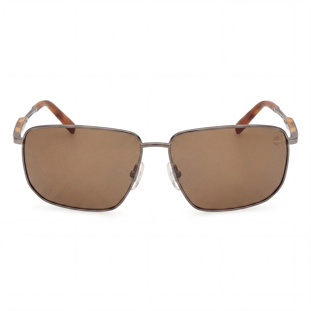 Gafas de sol Timberland rectangulares unisex de metal, montura rutenio oscuro, lentes marrones, protección UV, 61 mm