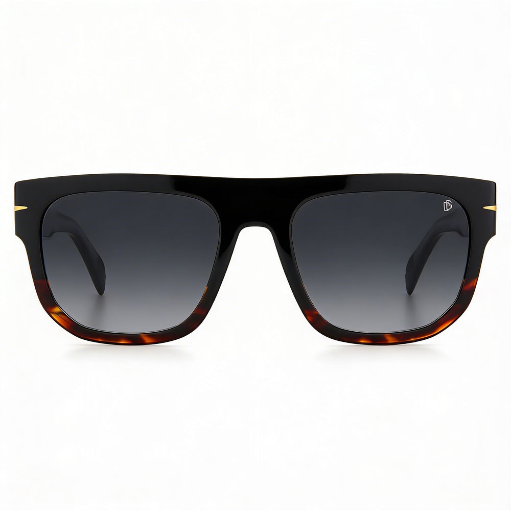 David Beckham Db 7044/S Men's Rectangular Black Grey Shaded Acetate Non-Polarized UV Protection Sunglasses 54mm