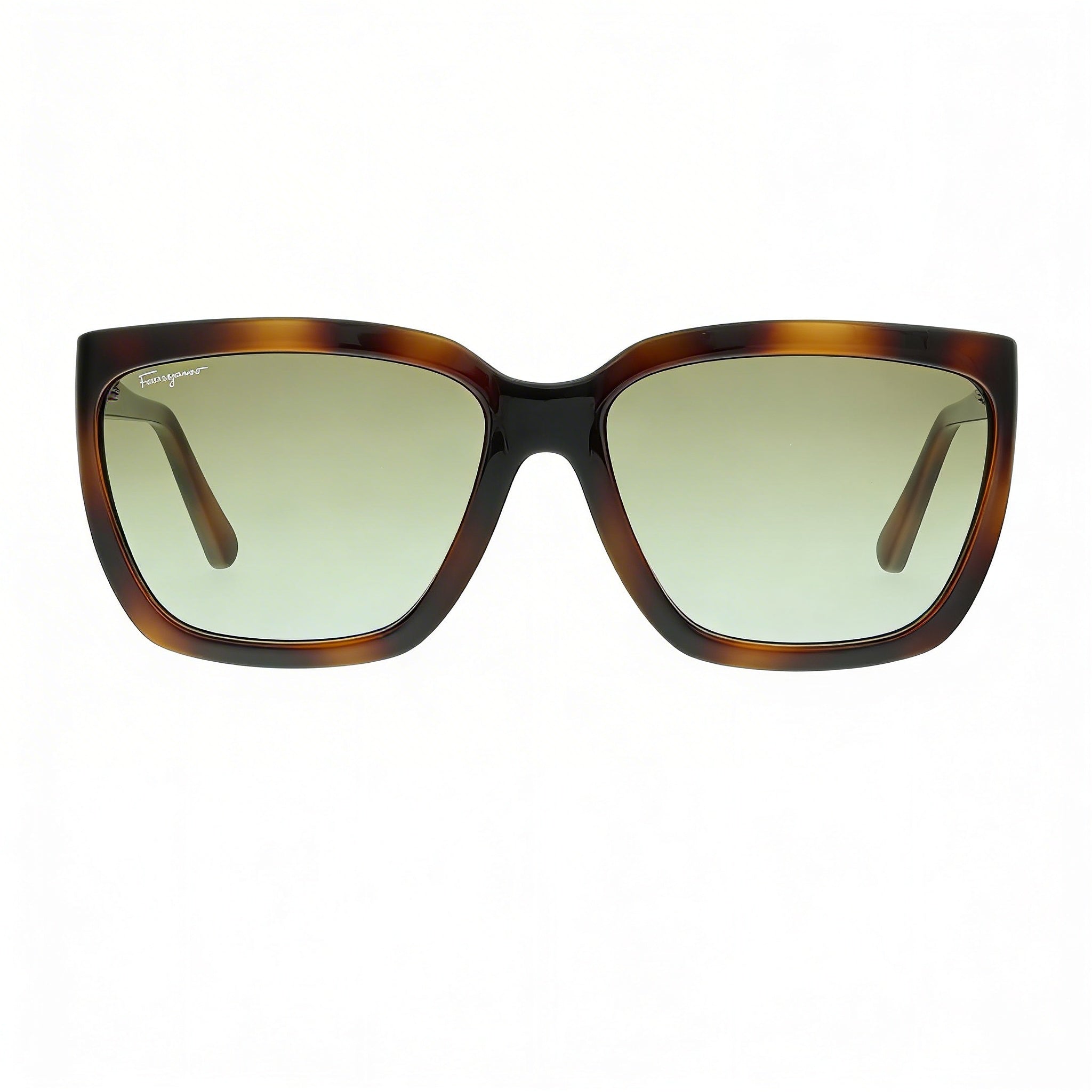 Gafas de sol de plástico carey para mujer Ferragamo Sf1018s 214 con lentes UV verde oscuro 59 mm, Photo 2