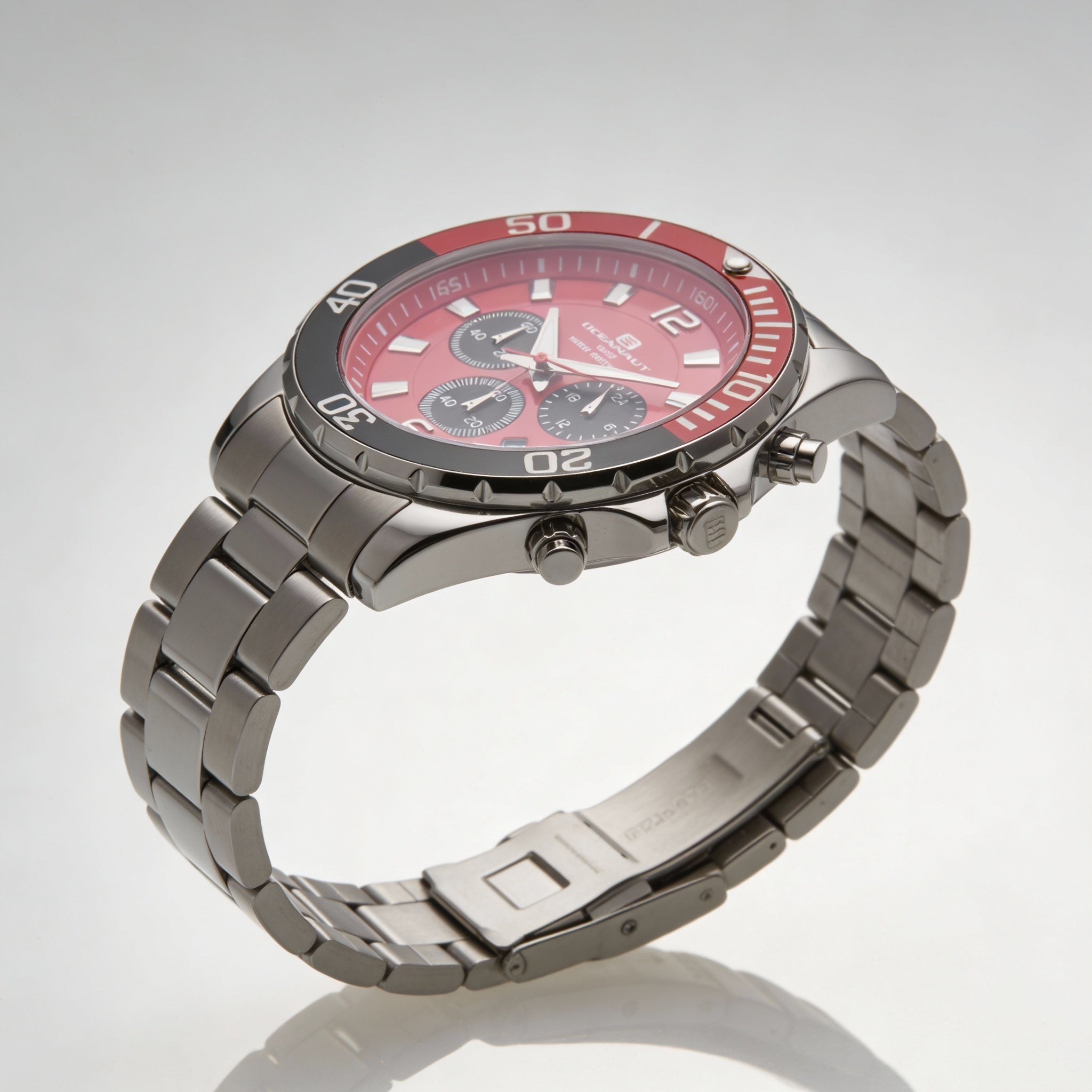 Oceanaut Quartz Movement Men's Blue Stainless Steel Water Resistant Watch with Black Dial and Double Locking Foldover Clasp, Photo 2