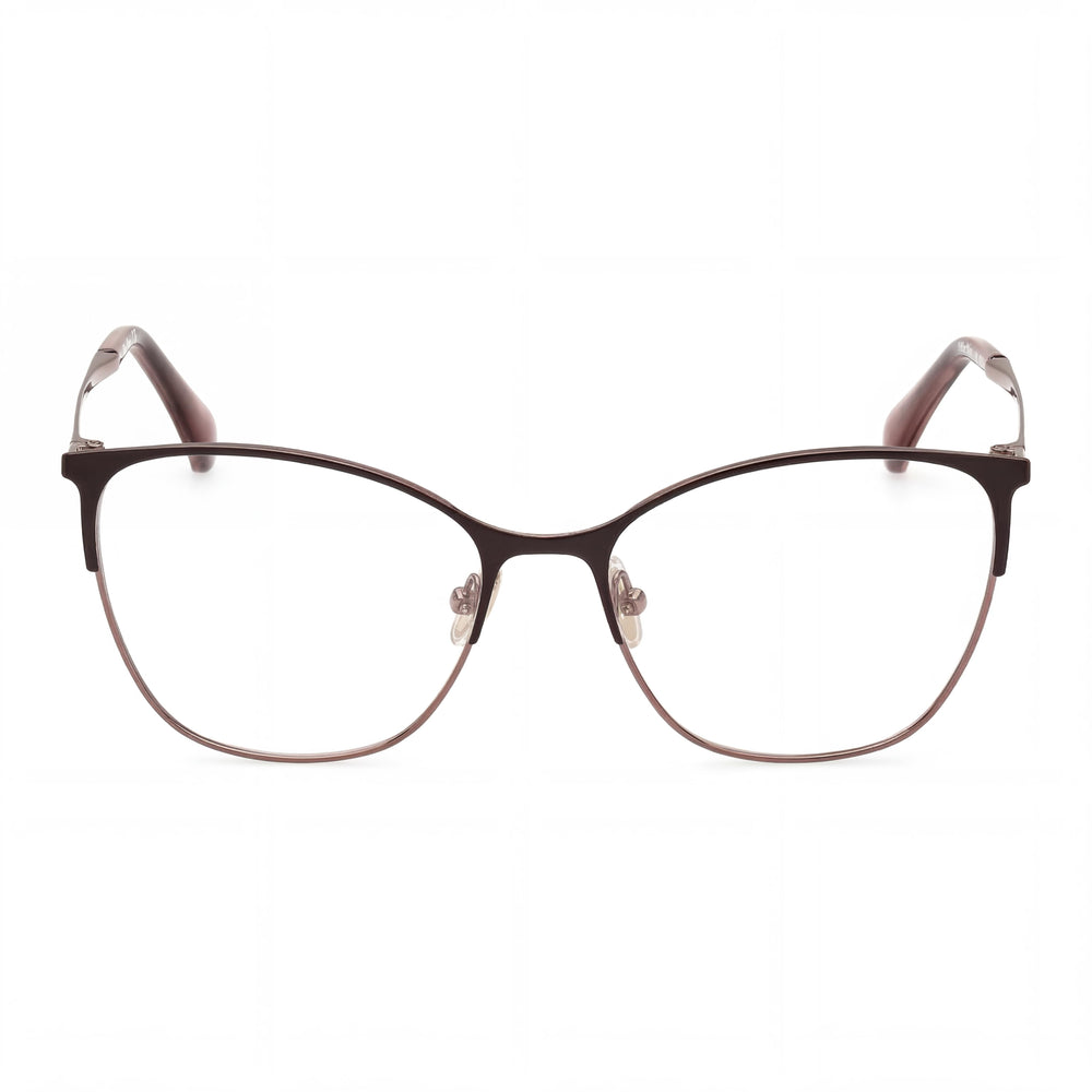 Gafas de mujer MaxMara Modern con montura de metal bronce y cristales de plástico transparente, talla 55-17-140