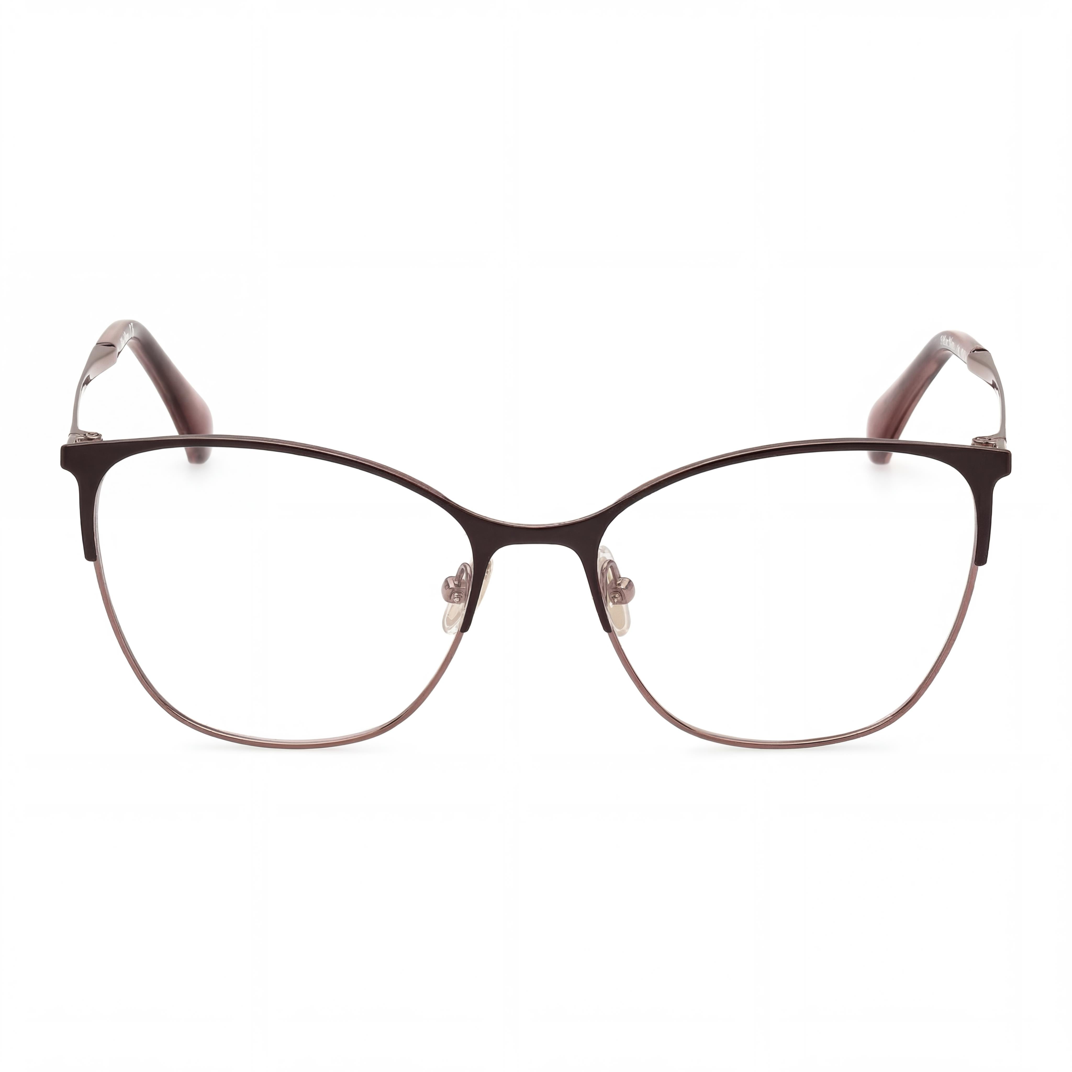 Gafas de mujer MaxMara Modern con montura de metal bronce y cristales de plástico transparente, talla 55-17-140, Photo 2