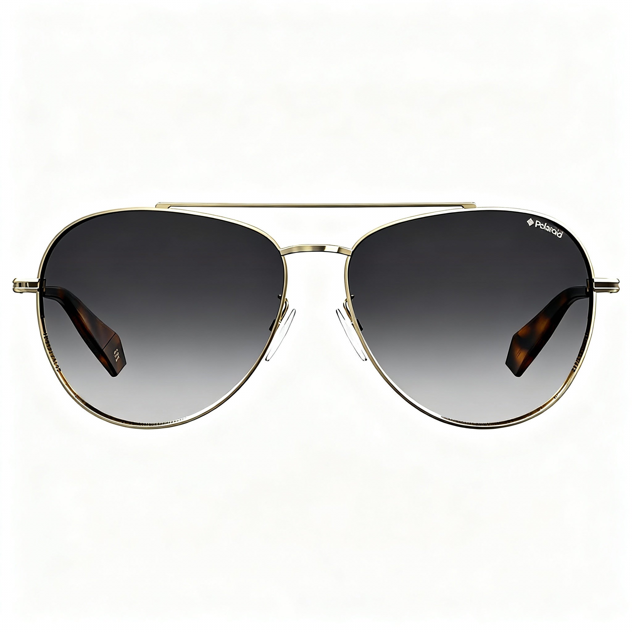 Gafas de sol Polaroid Aviator para mujer, de acero inoxidable dorado, polarizadas, color gris ahumado, 61 mm, Photo 2