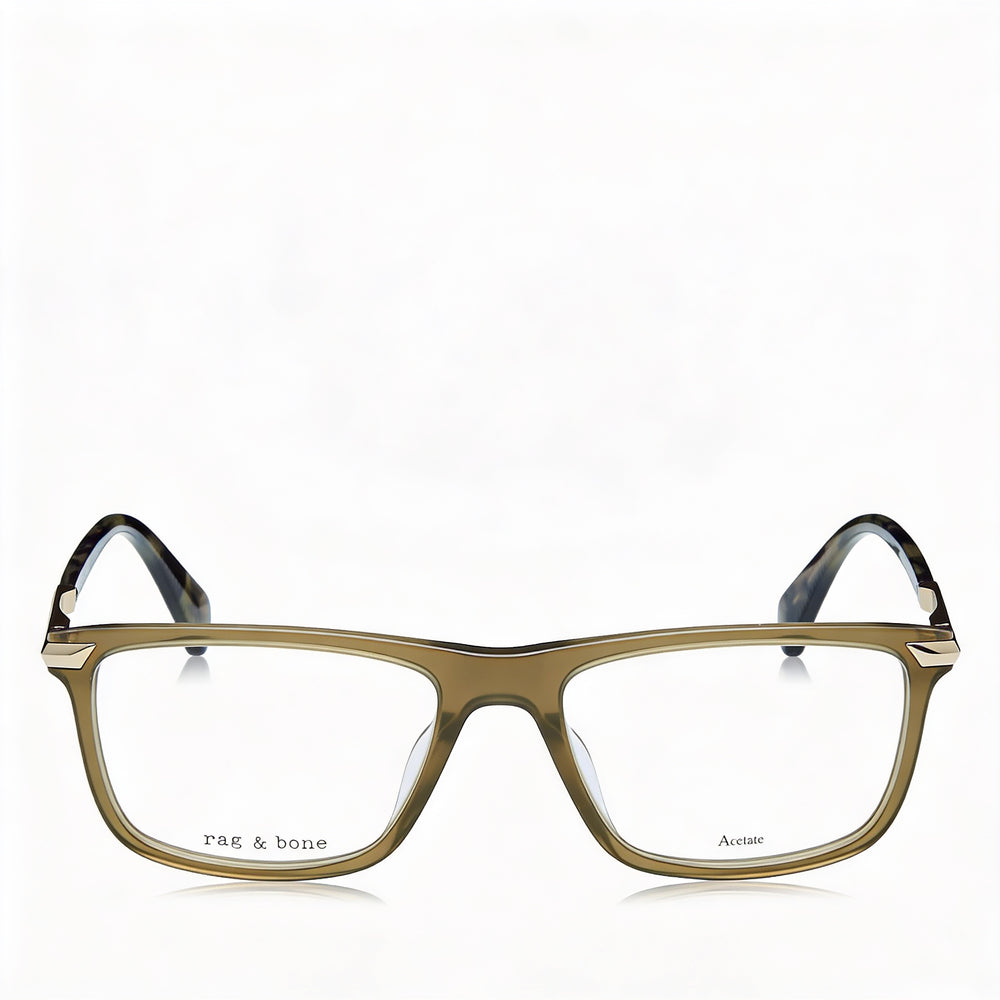 Gafas de sol modernas Rag & Bone para mujer, montura de acetato, policarbonato, lentes no polarizadas, color oliva, ancho de lente de 53 mm.