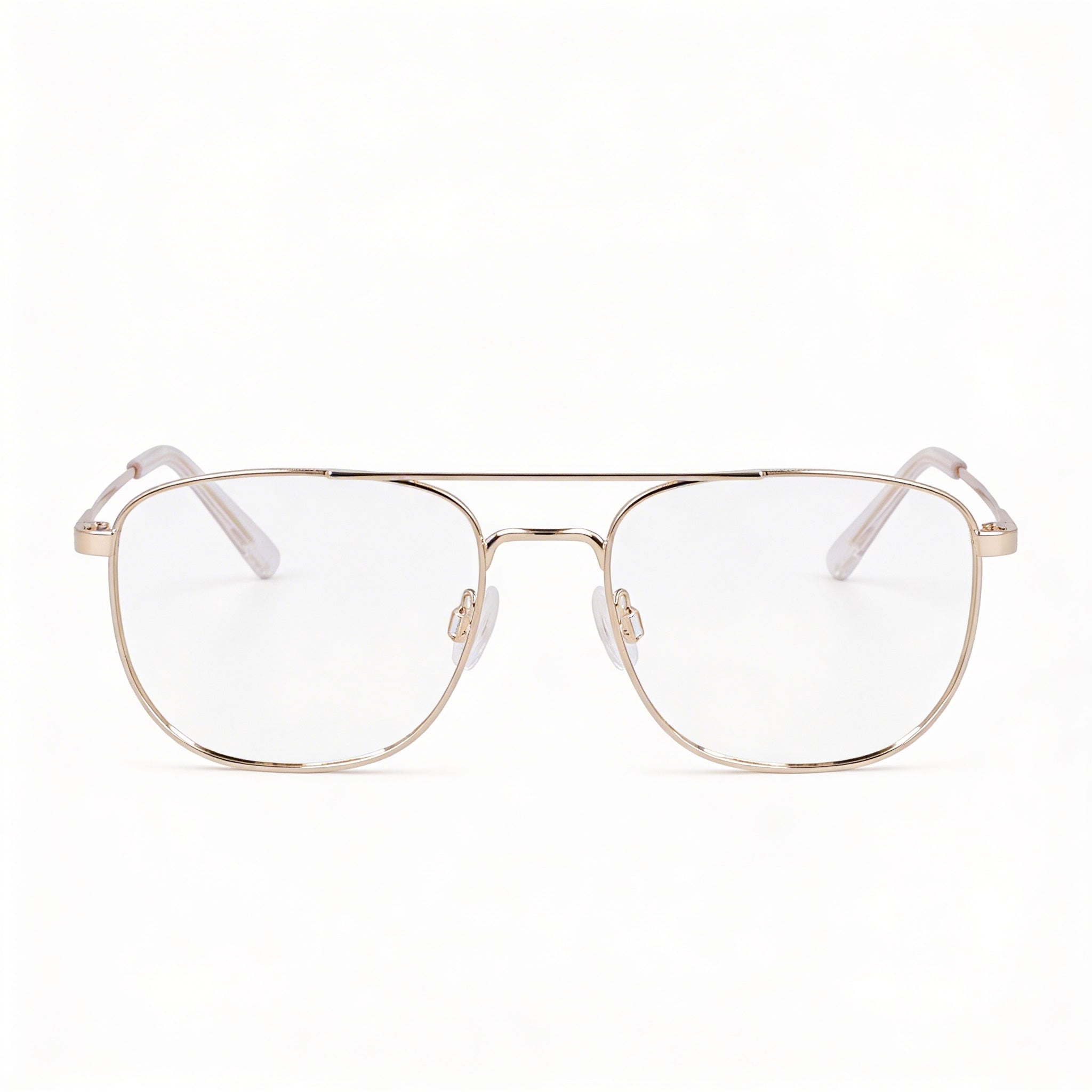 Flexon Casual Men's Gold Metal Eyeglasses Frames with 55mm Lens Width, 17mm Bridge, 145mm Temples, Photo 1