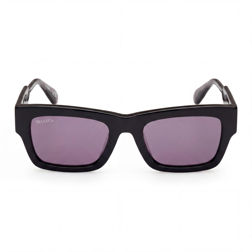 Gafas de sol de plástico Max & Co. modernas para mujer, montura en blanco y negro, con protección UV, sin polarizar, 50 mm