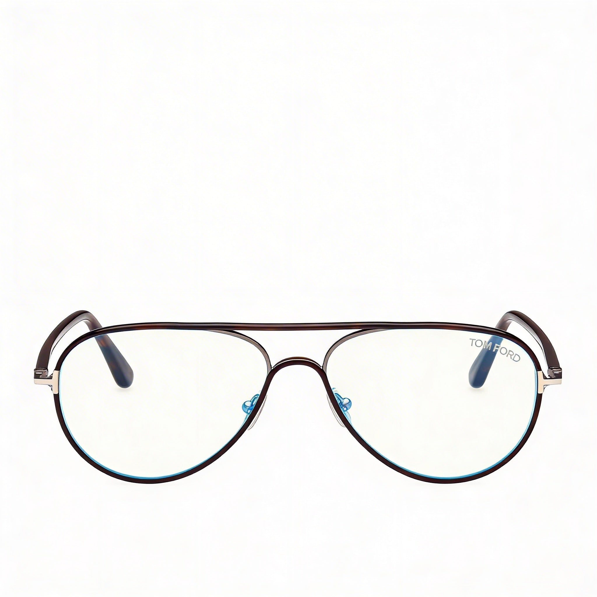 Gafas de vista Tom Ford FT5897-B Blue Block para hombre, de metal, color habana oscuro, 57 mm, Photo 2