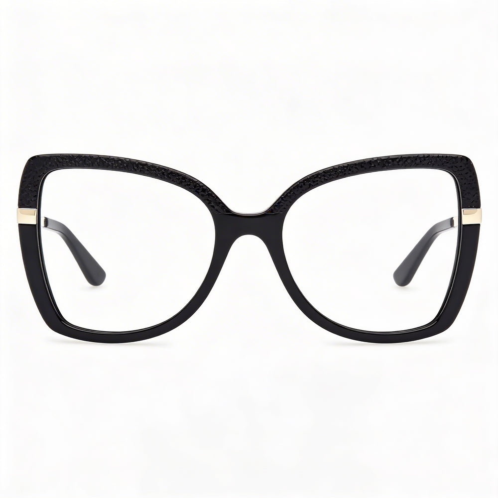 GUESS Women's Clásico Model Eyewear with Black Pale Gold Plastic Frame and Black Lenses, 54mm Lens Width