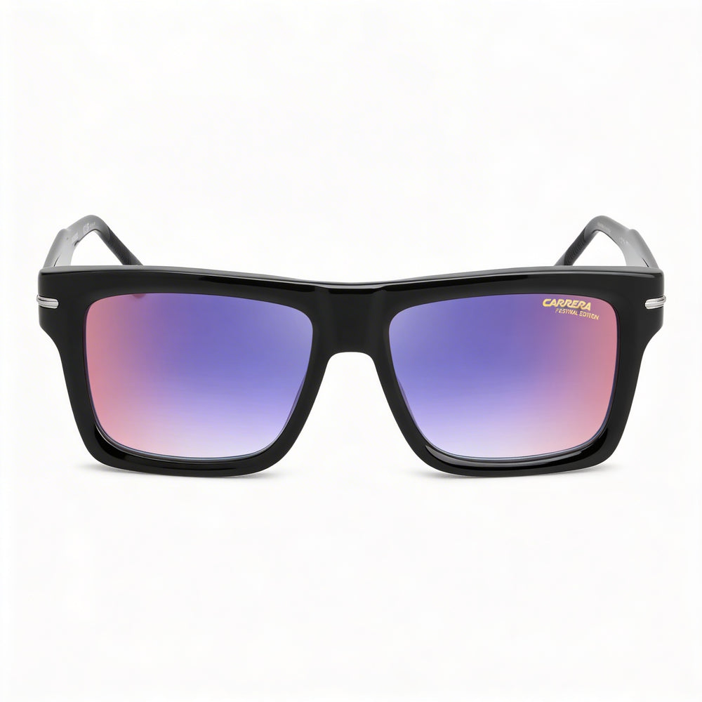 Carrera Carrera 305/S Unisex Coachella Festival Edition Sunglasses with Plastic Frame, Black Blue Shaded Red, 54mm Lens