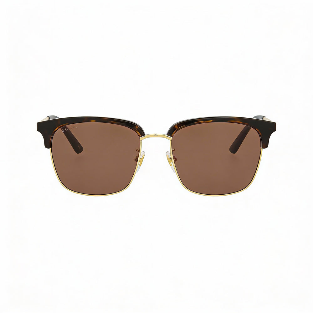 Gucci Unisex Square/Rectangle Havana Gold Brown Plastic Anti-Reflective UV Protection Sunglasses 55mm