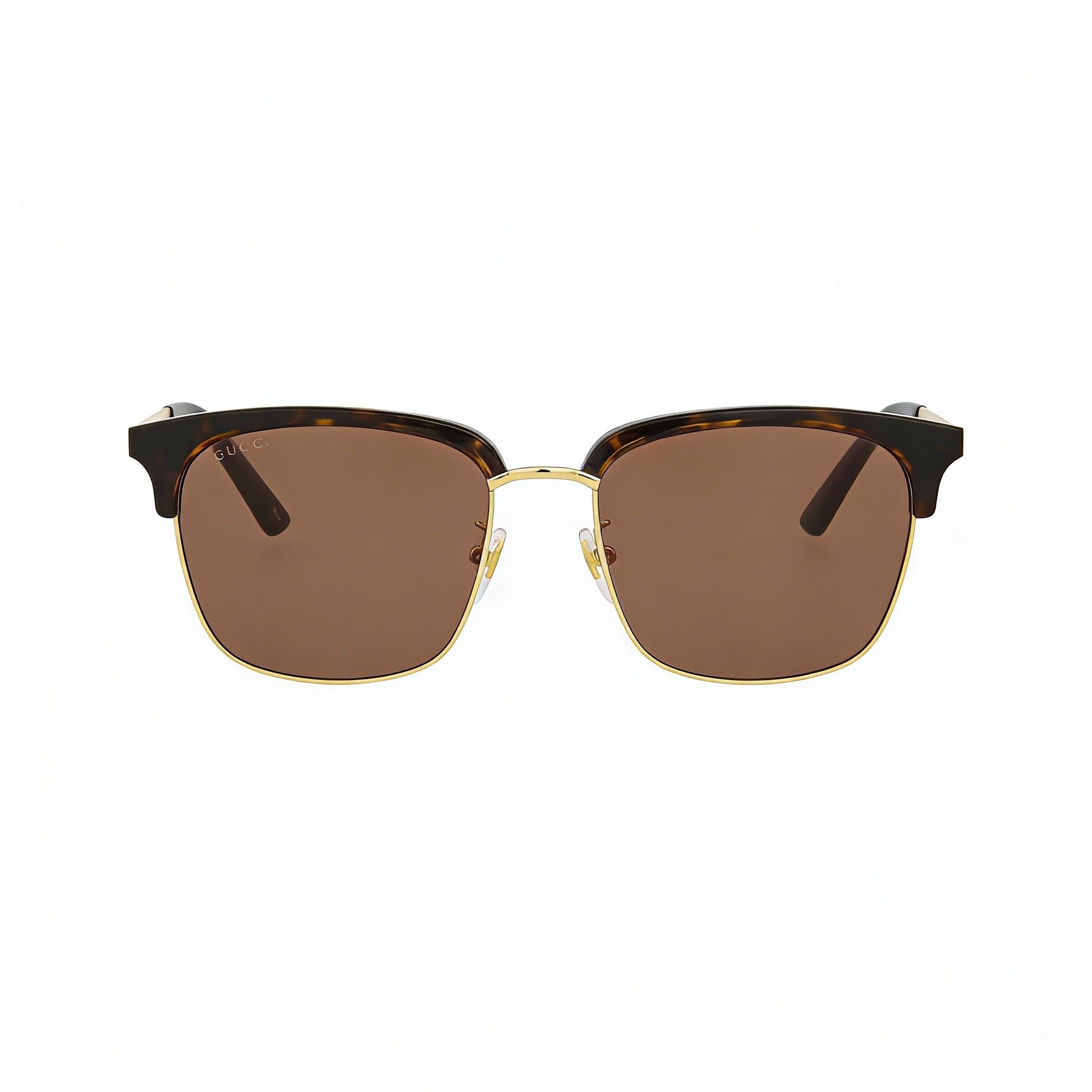 Gucci Unisex Square/Rectangle Havana Gold Brown Plastic Anti-Reflective UV Protection Sunglasses 55mm, Photo 2