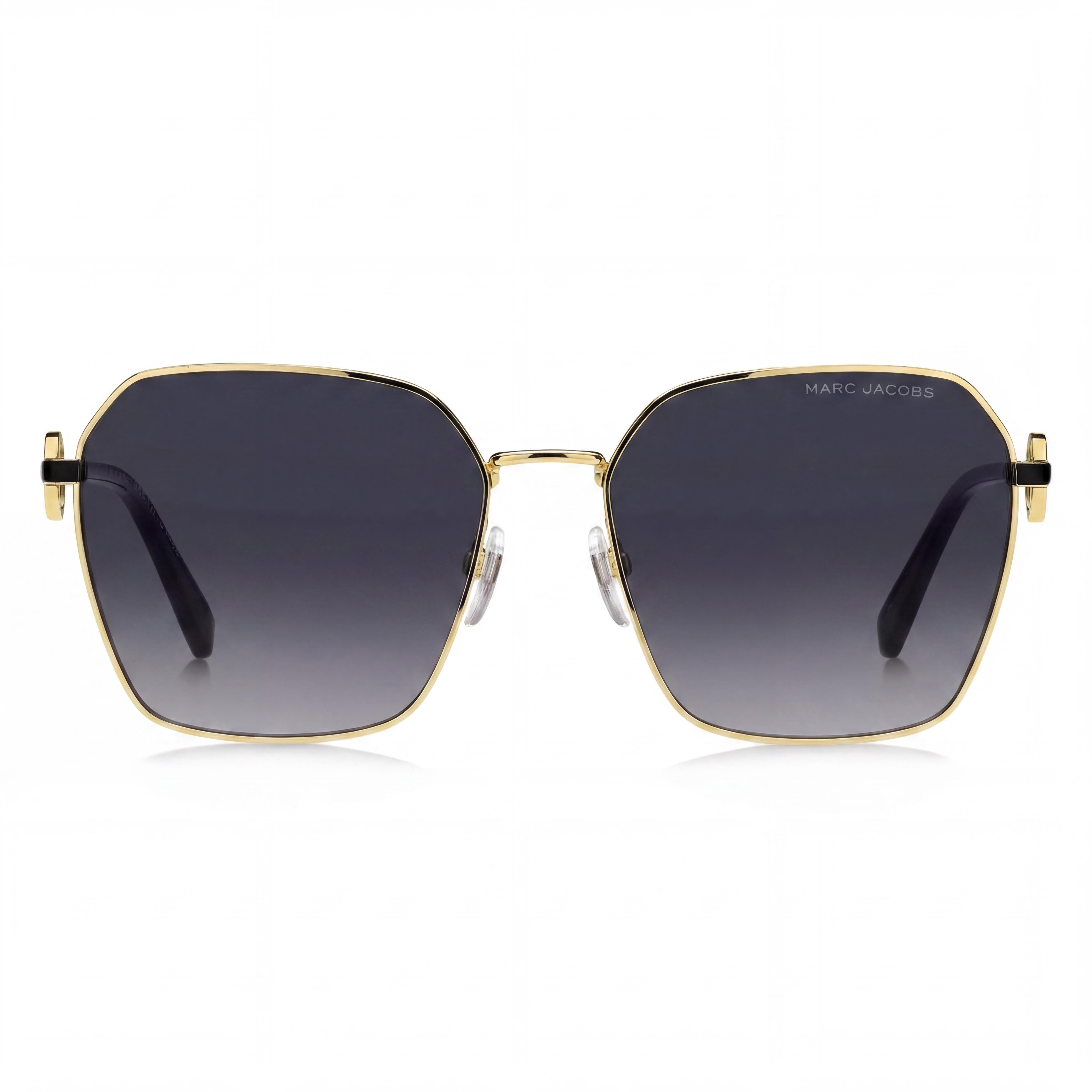 Marc Jacobs MARC 729/S Women's Square Metal Sunglasses, Gold Black Frame, Dark Grey Shaded Lenses, 58mm, Photo 2