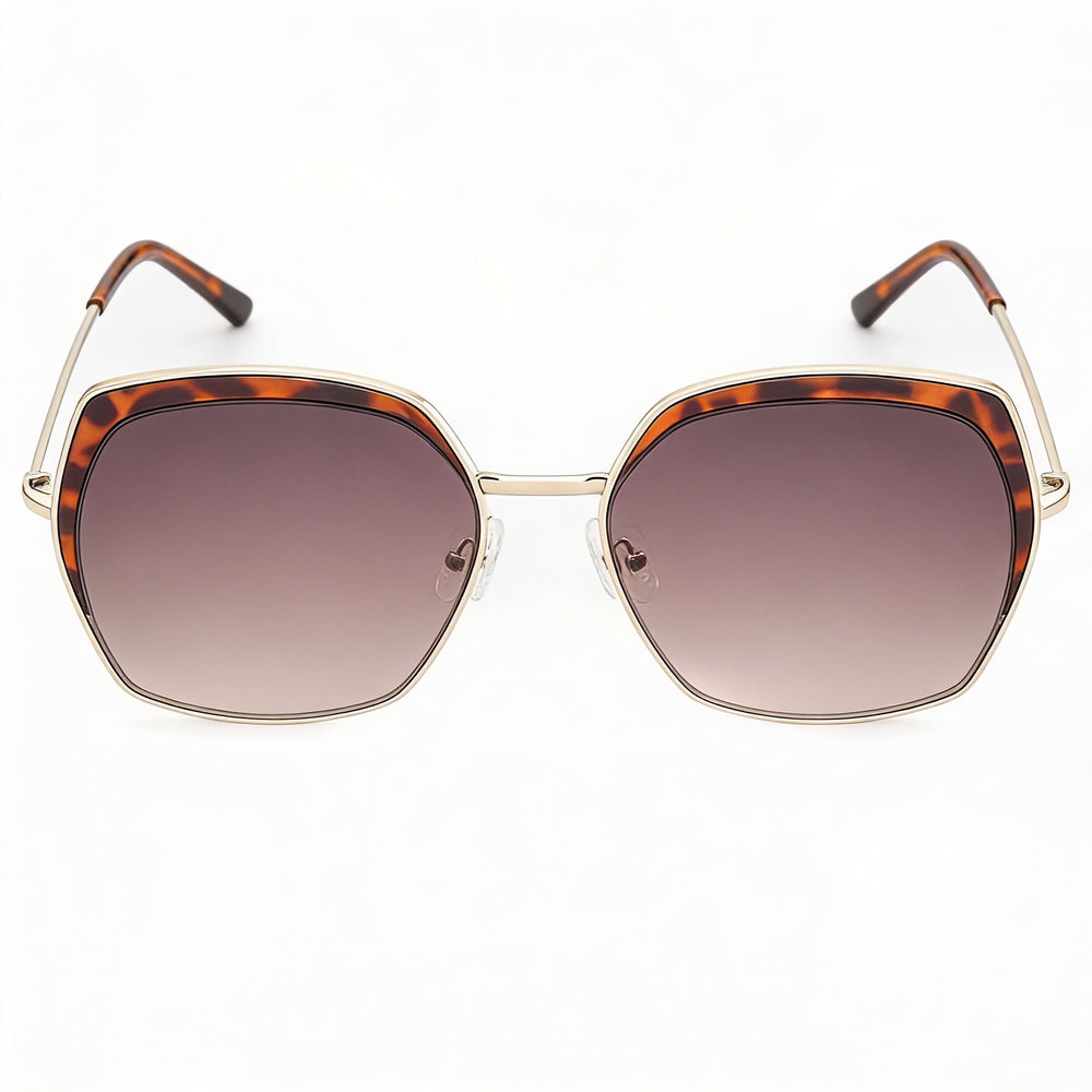 GUESS Retro Women's Pale Gold Metal Frame Brown Gradient Lenses 100% UV Protection Sunglasses 59mm
