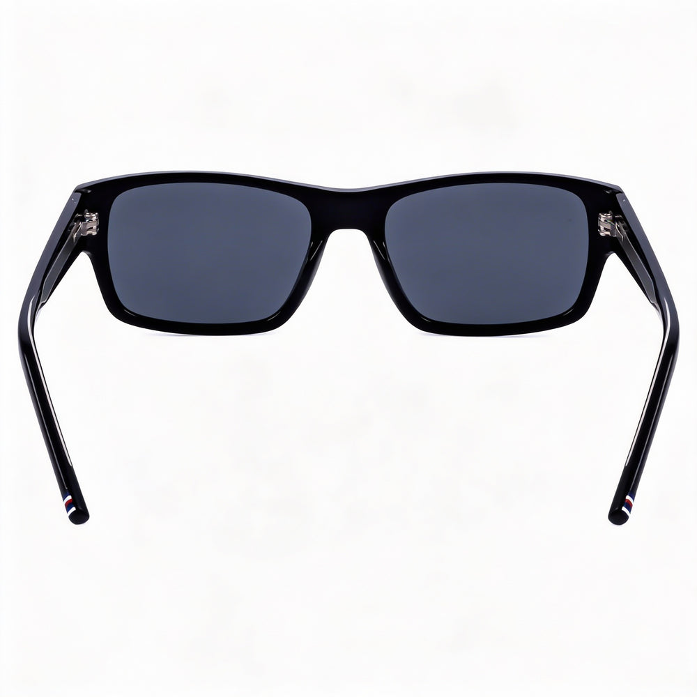 Gafas de sol Tommy Hilfiger TH 2017/S para hombre, rectangulares, de policarbonato negro, con lentes grises, 100 % protección UV, no polarizadas, 56 mm