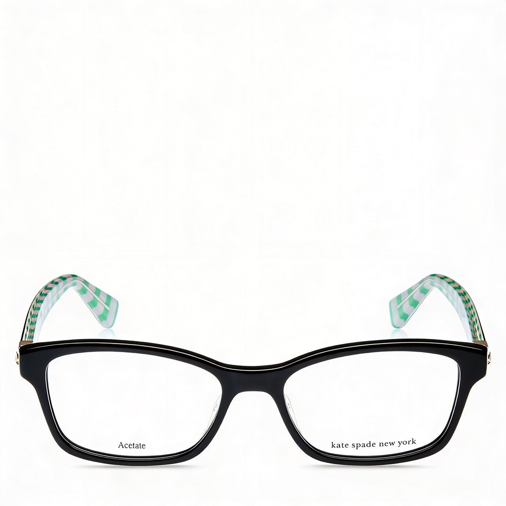 Anteojos Kate Spade New York para mujer, modernos, de acetato negro, con lentes de muestra y ancho de lente de 50 mm.
