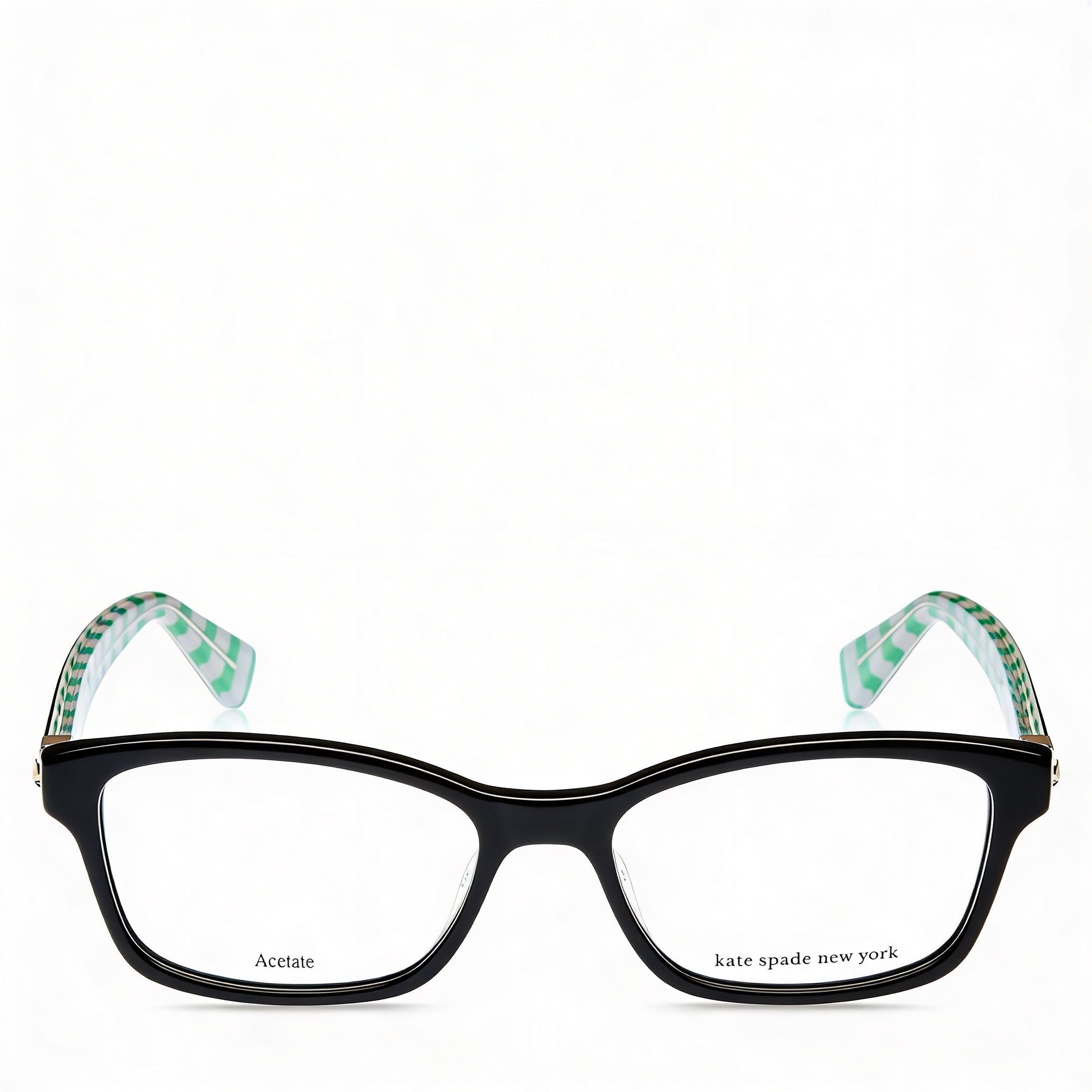 Kate Spade New York Women's Modern Black Acetate Frame Eyeglasses with Demo Lenses, 50mm Lens Width, Photo 2
