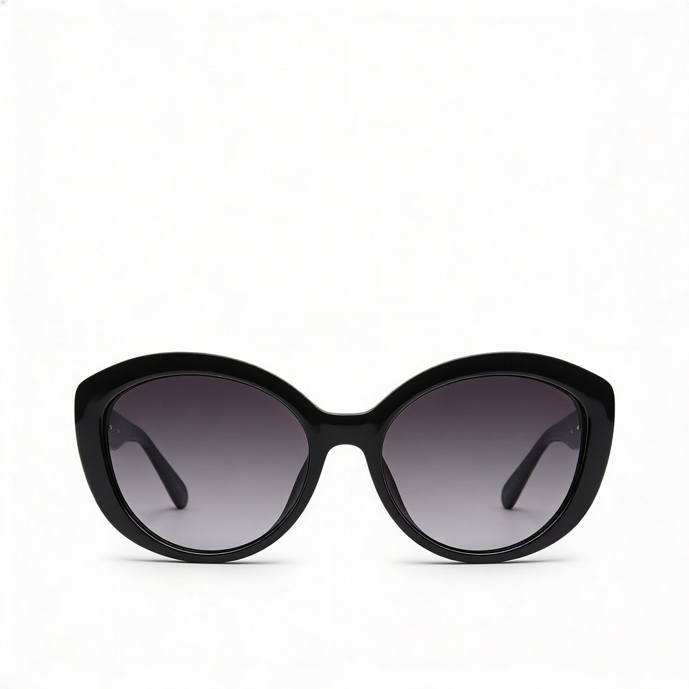 Gafas de sol clásicas Kate Spade New York estilo ojo de gato para mujer con montura y lentes negras, ancho de lente de 55 mm