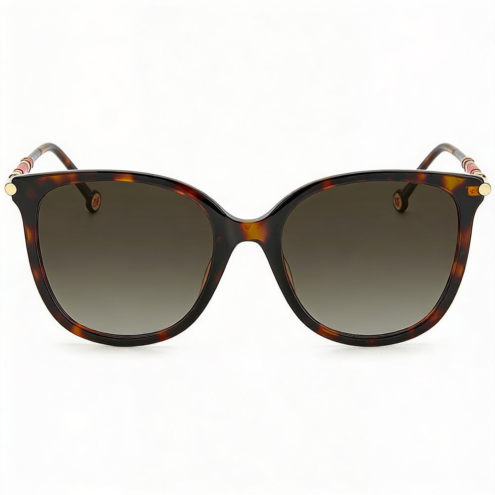 Gafas de sol Carolina Herrera CH 0023/S para mujer, armazón de acetato Habana, lentes grises degradadas con protección UV, 55 mm