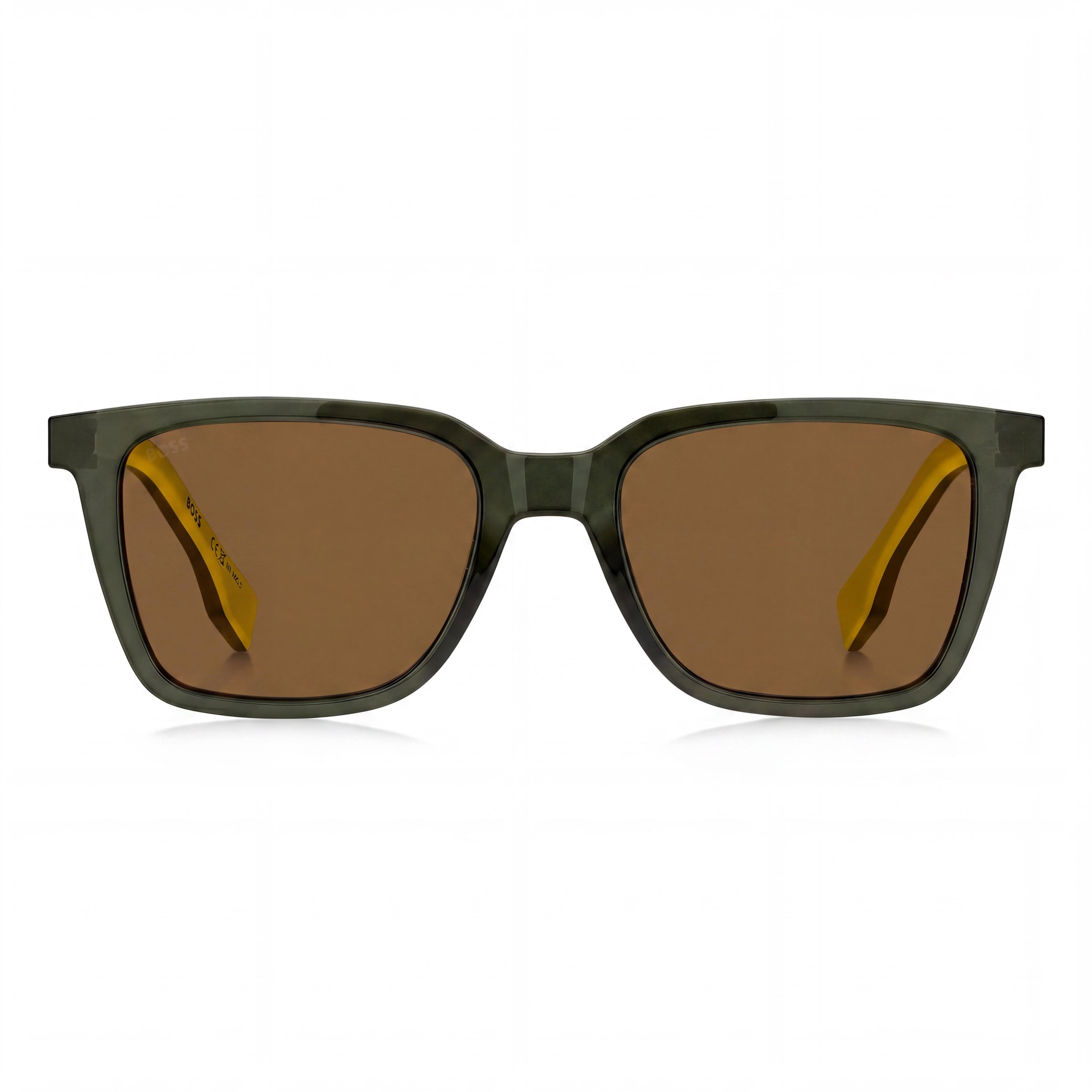 Gafas de sol polarizadas UV para hombre Hugo Boss de nailon, color verde, amarillo, marrón, 53 mm, Photo 2