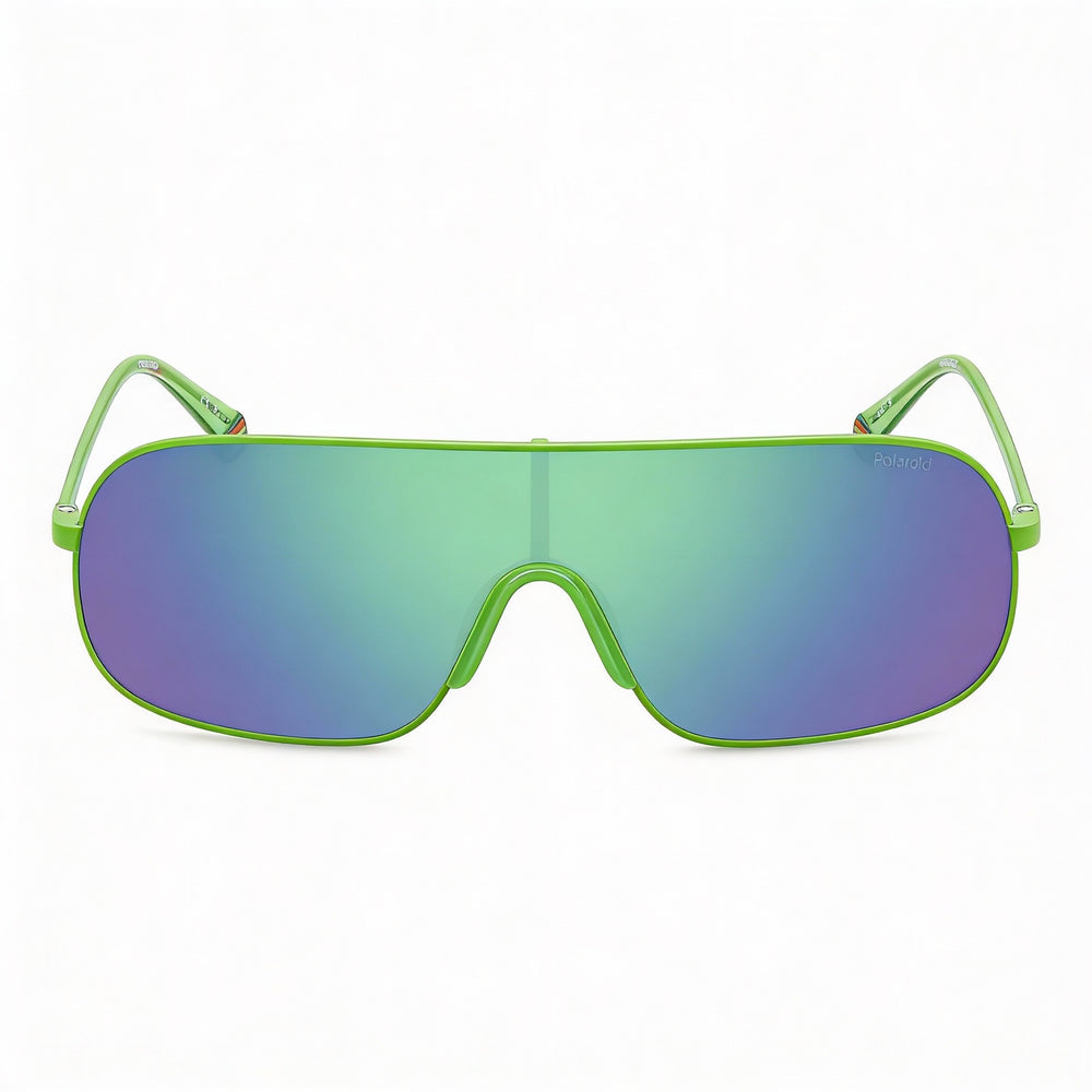 Polaroid Casual Unisex Green Stainless Steel Frame Sunglasses with Grey Green Mirror Polarized Lenses 99-1-140