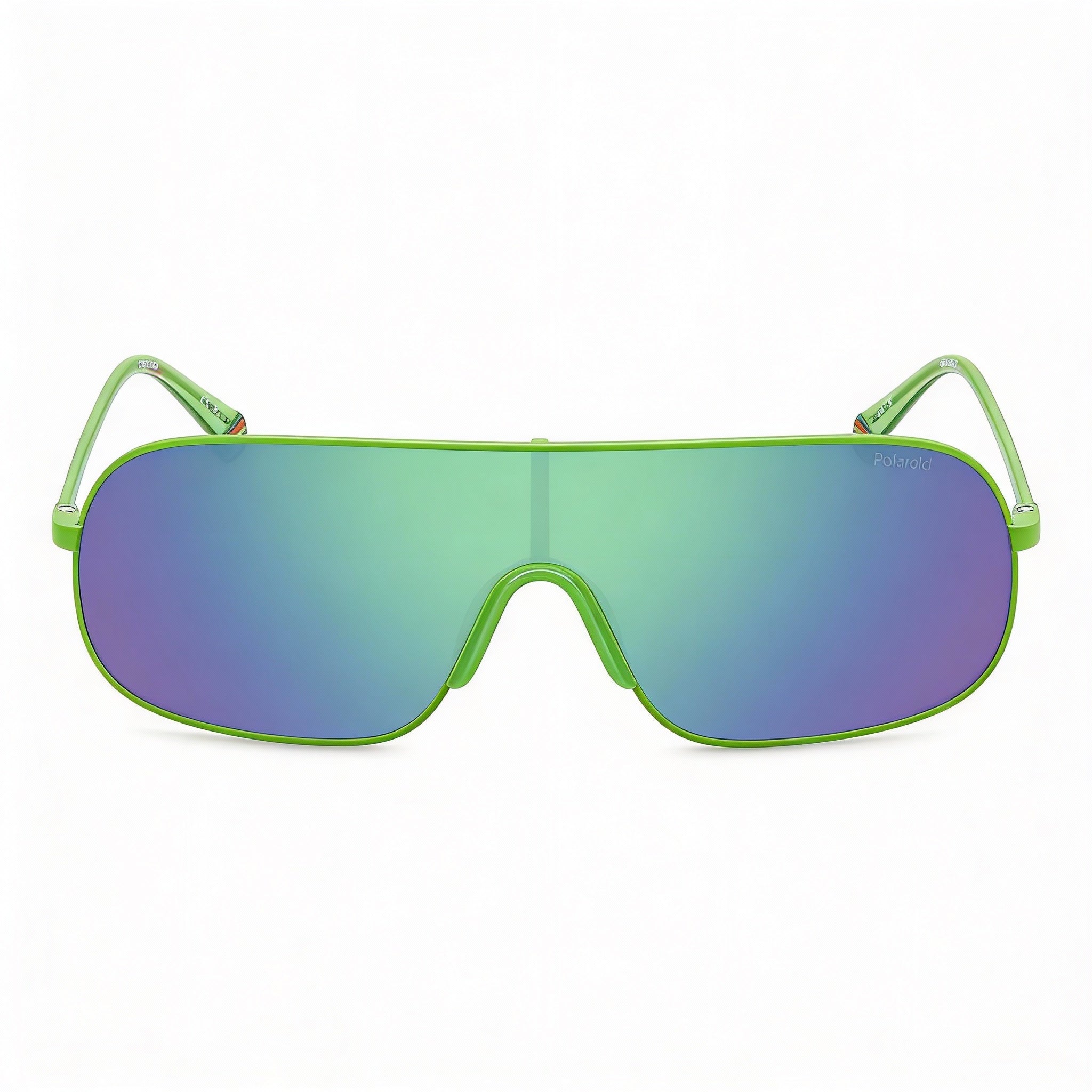 Polaroid Casual Unisex Green Stainless Steel Frame Sunglasses with Grey Green Mirror Polarized Lenses 99-1-140, Photo 2