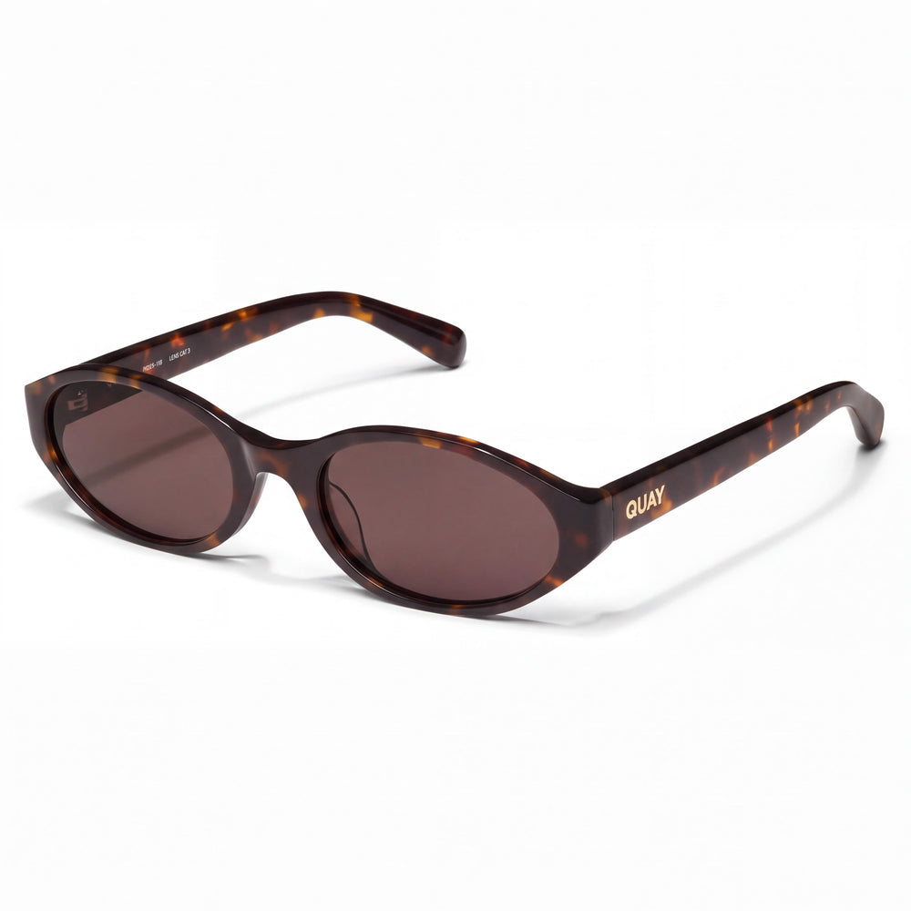 Quay Round Sunglasses for Women, Tortoise Acetate Frame with Brown Plastic Lenses, 55mm Lens Width