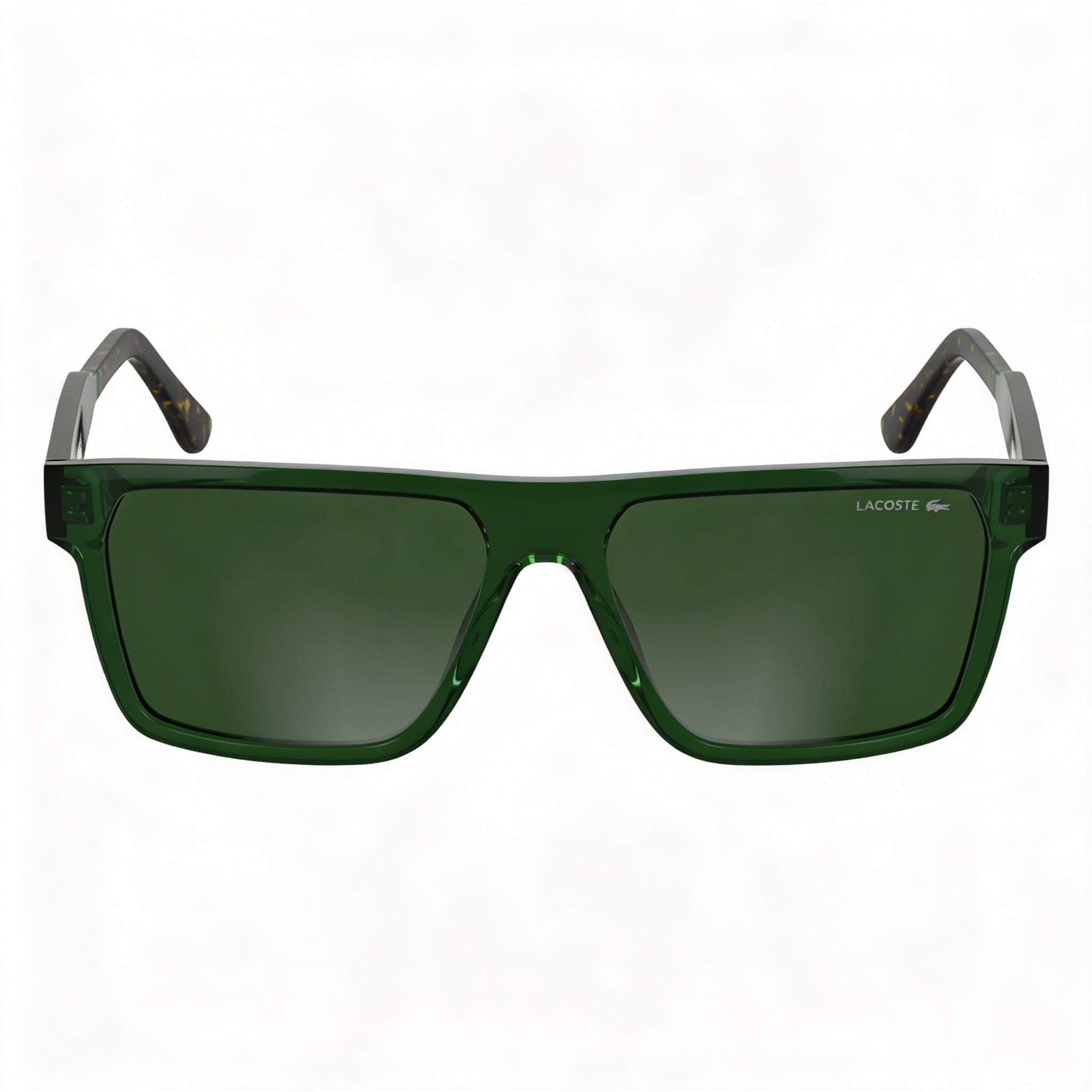 Lacoste Gafas de sol clásicas para hombre, montura de plástico transparente verde, lentes verdes UV 400 no polarizadas RXable 56 mm, Photo 2