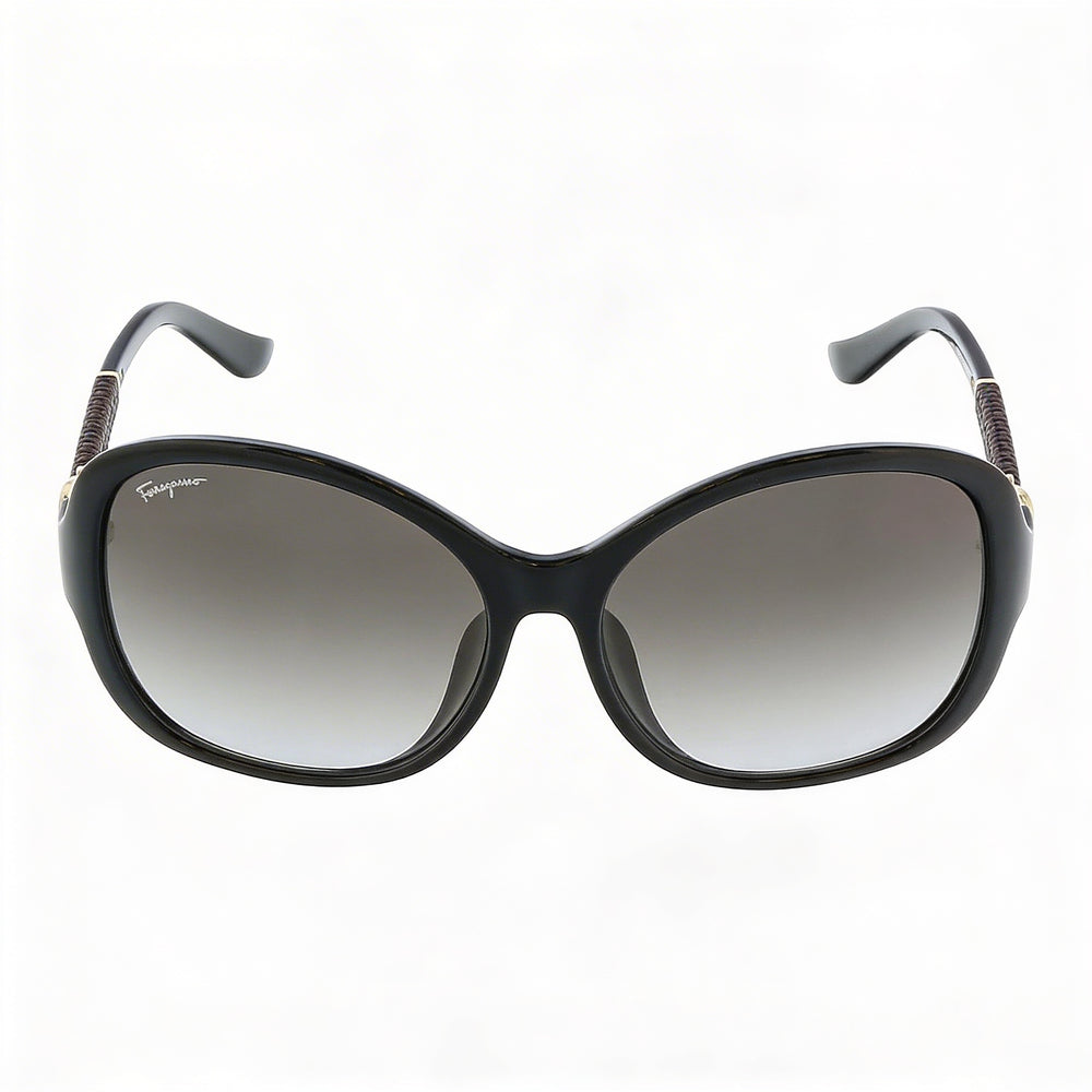 Gafas de sol Ferragamo Oval Gradiente Negro/Gris para mujer con montura de plástico negra y gris degradado, lentes grises degradadas, protección 100% UV de 59 mm