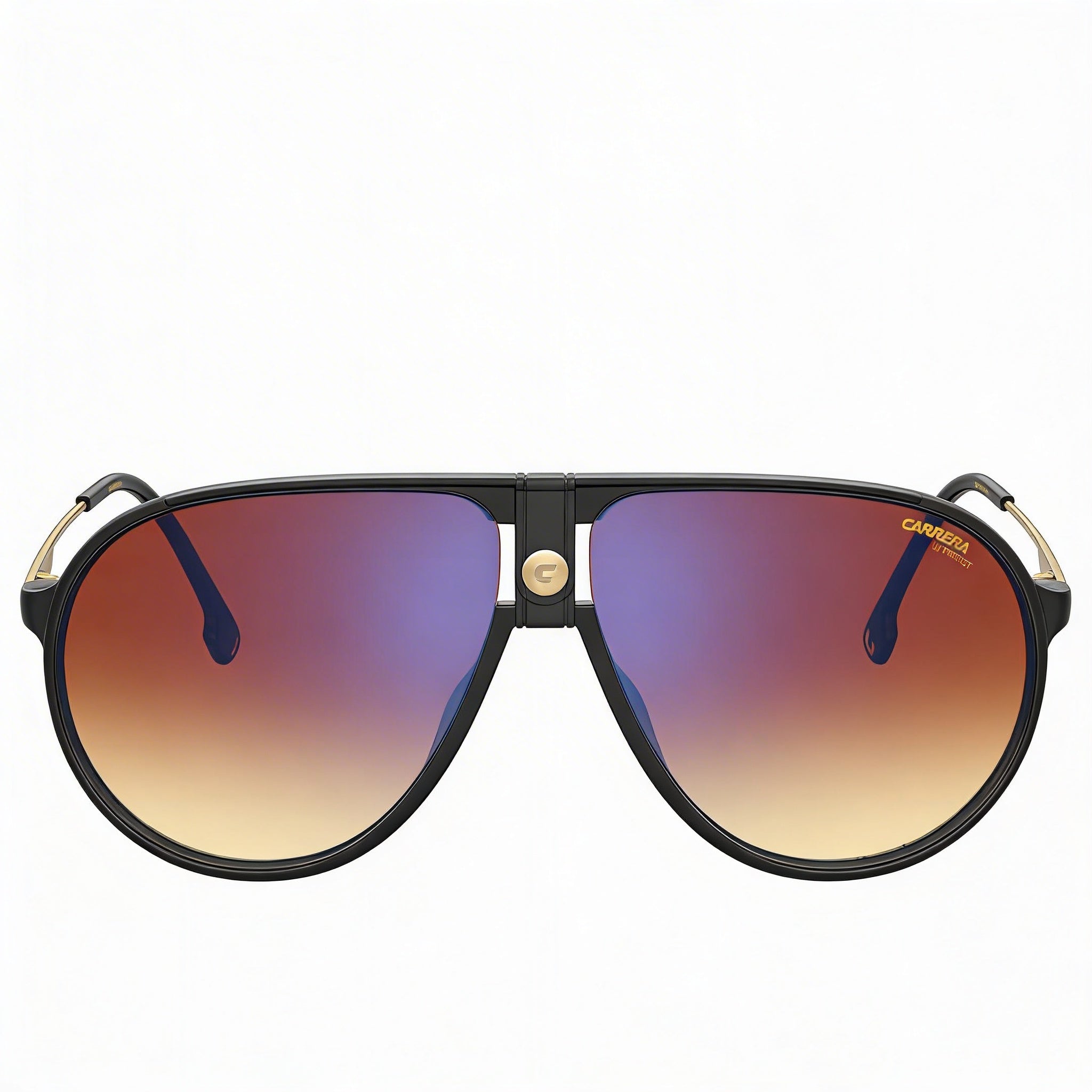Carrera CARRERA 1034/S Unisex Shiny Black Gold Plastic Brown Shaded Blue Mirrored UV Sunglasses 63mm, Photo 2