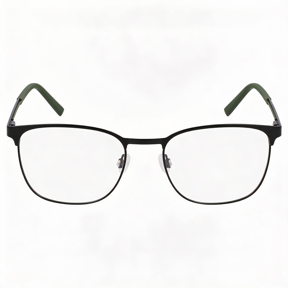 Gafas redondas de metal de montura completa para hombre Nautica Modern, armazón negro mate con lentes transparentes, 53mm
