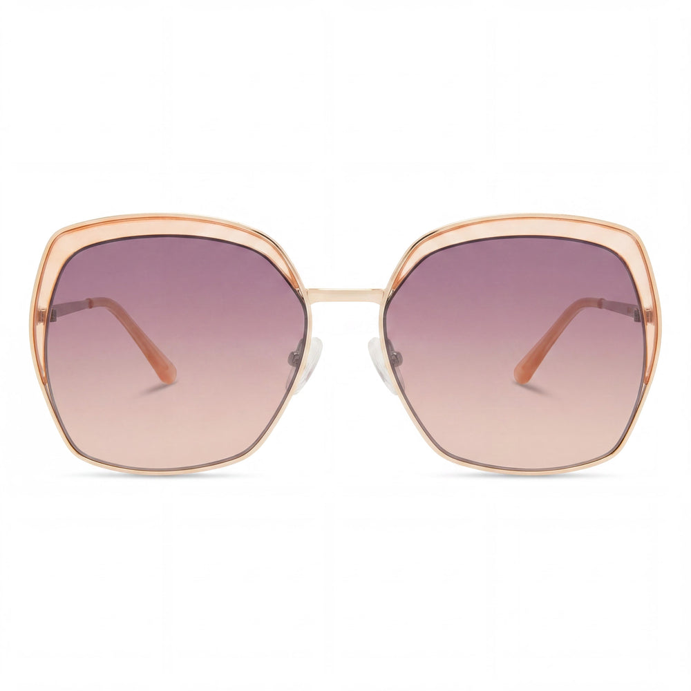 GUESS Gafas de sol clásicas de mariposa de metal multicolor para mujer, no polarizadas, con lentes grises degradadas y ahumadas, 100 % protección UV, 59 mm