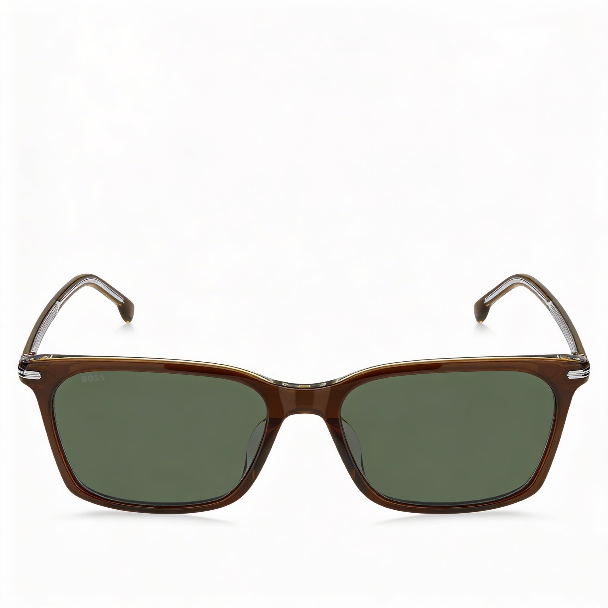 Gafas de sol Hugo Boss para hombre ADULTO, montura de acetato ecológico marrón, lentes verdes, 56 mm, 100% protección UV, Photo 1