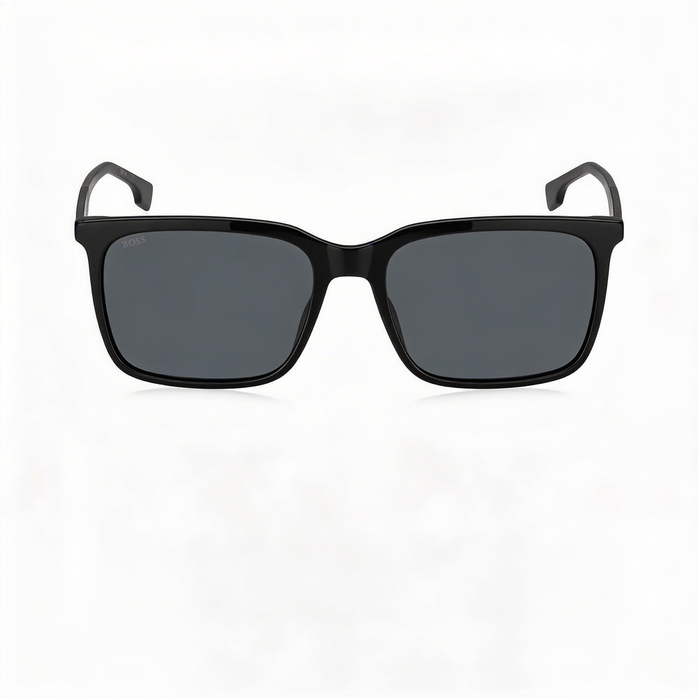 Hugo Boss 1579/S Tech & Innovation Women's Black Grey Rectangular Acetate UV Protection Sunglasses, Grey Antireflex 57-17-150