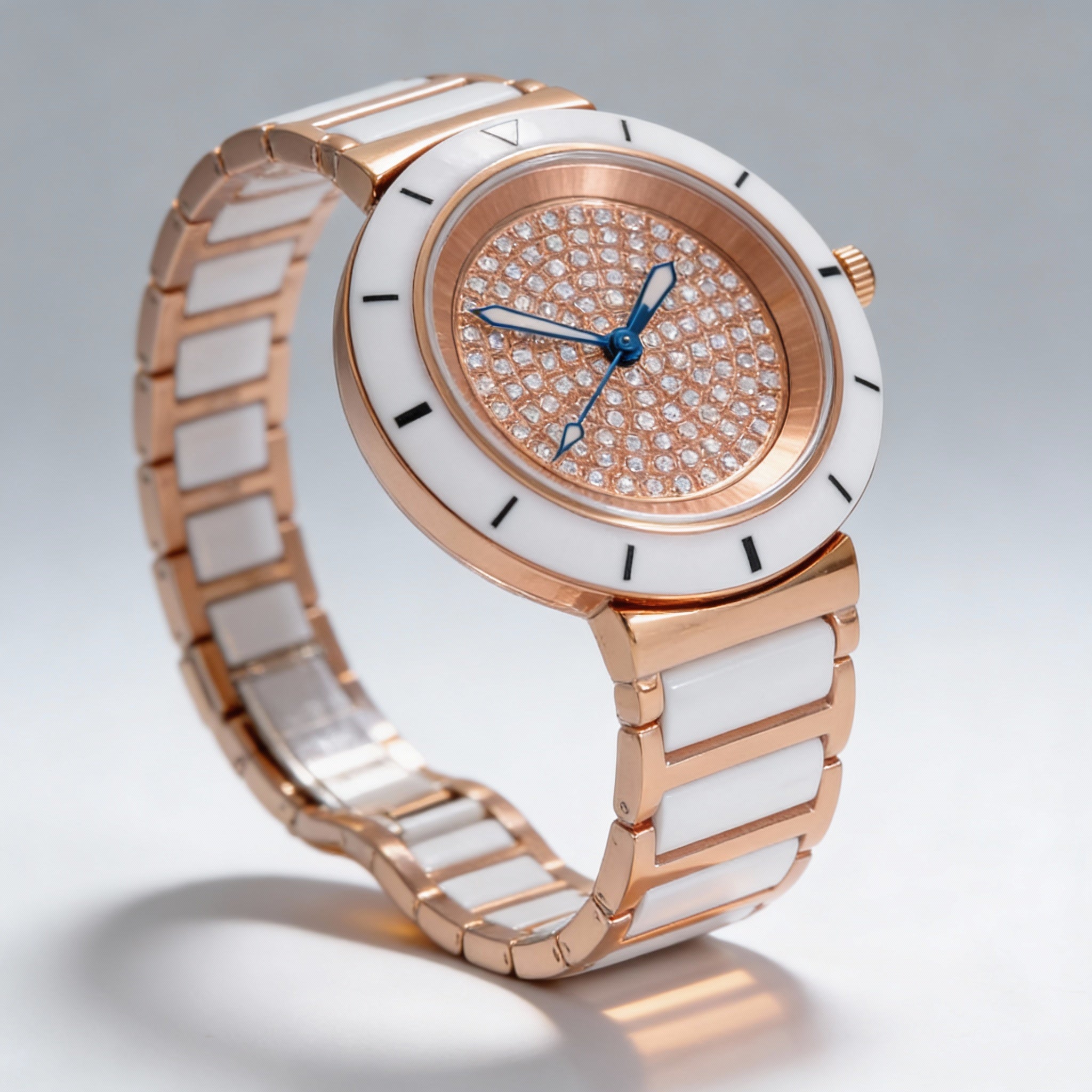 Oniss Women's Toulon ON7262 Rose Gold Tone Stainless Steel Quartz Watch with Silver Dial and Scratch Resistant Mineral Crystal, Photo 2