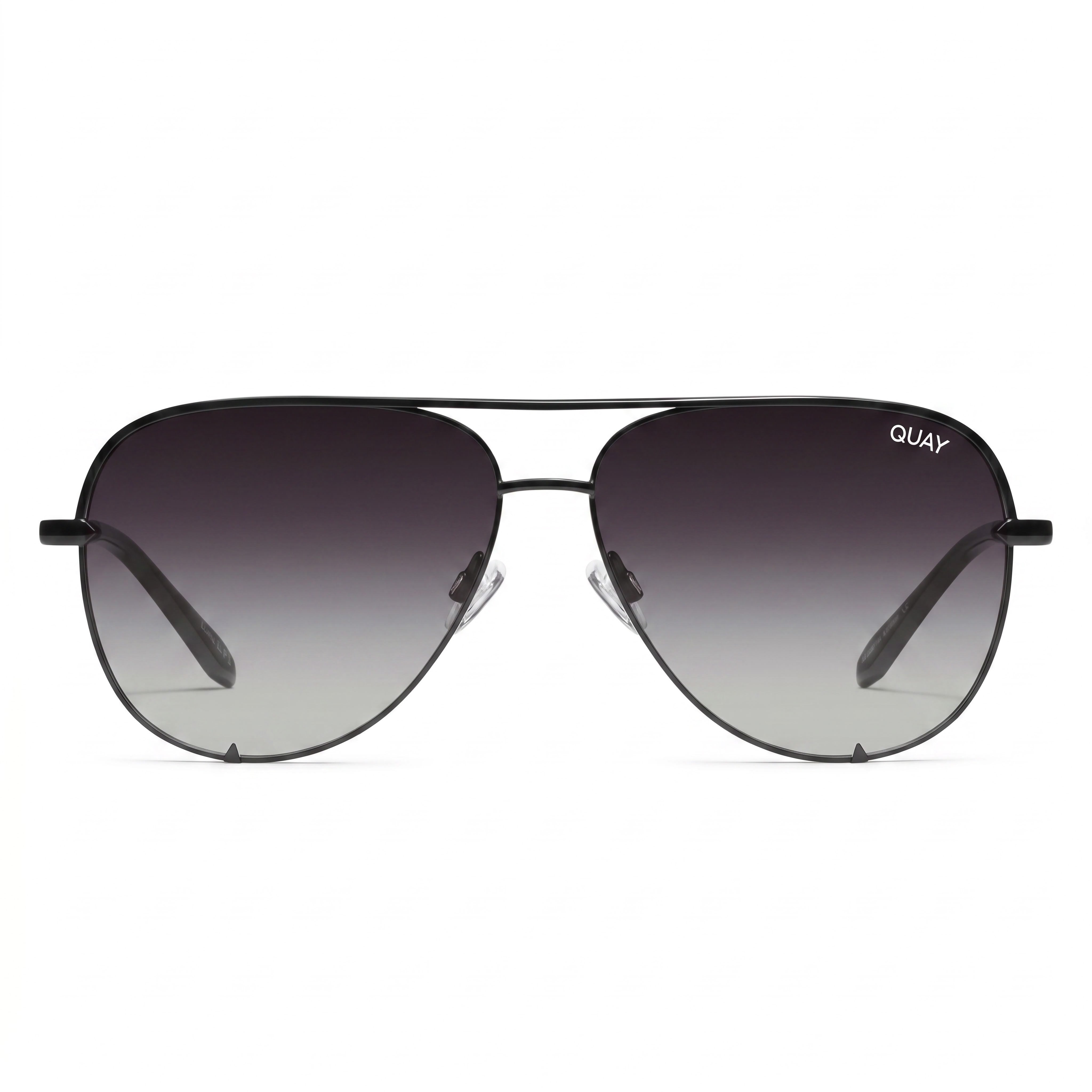 Gafas de sol polarizadas de metal negro difuminado con protección UV para mujer, modelo High Key Large de QUAY AUSTRALIA, Photo 2
